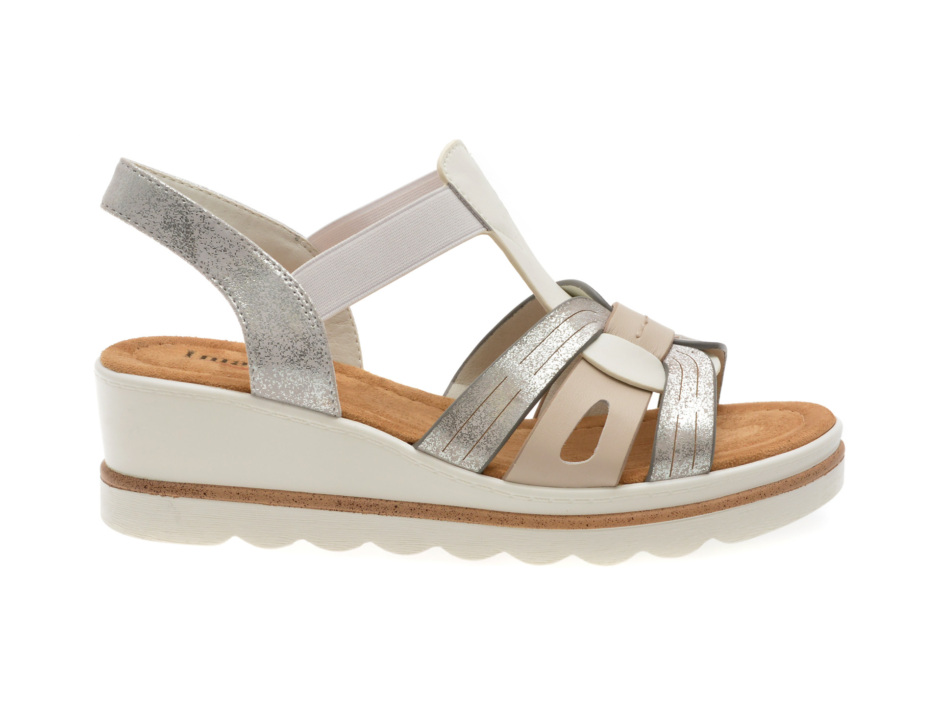 Sandale IMAGE albe, 1152H15, din piele naturala