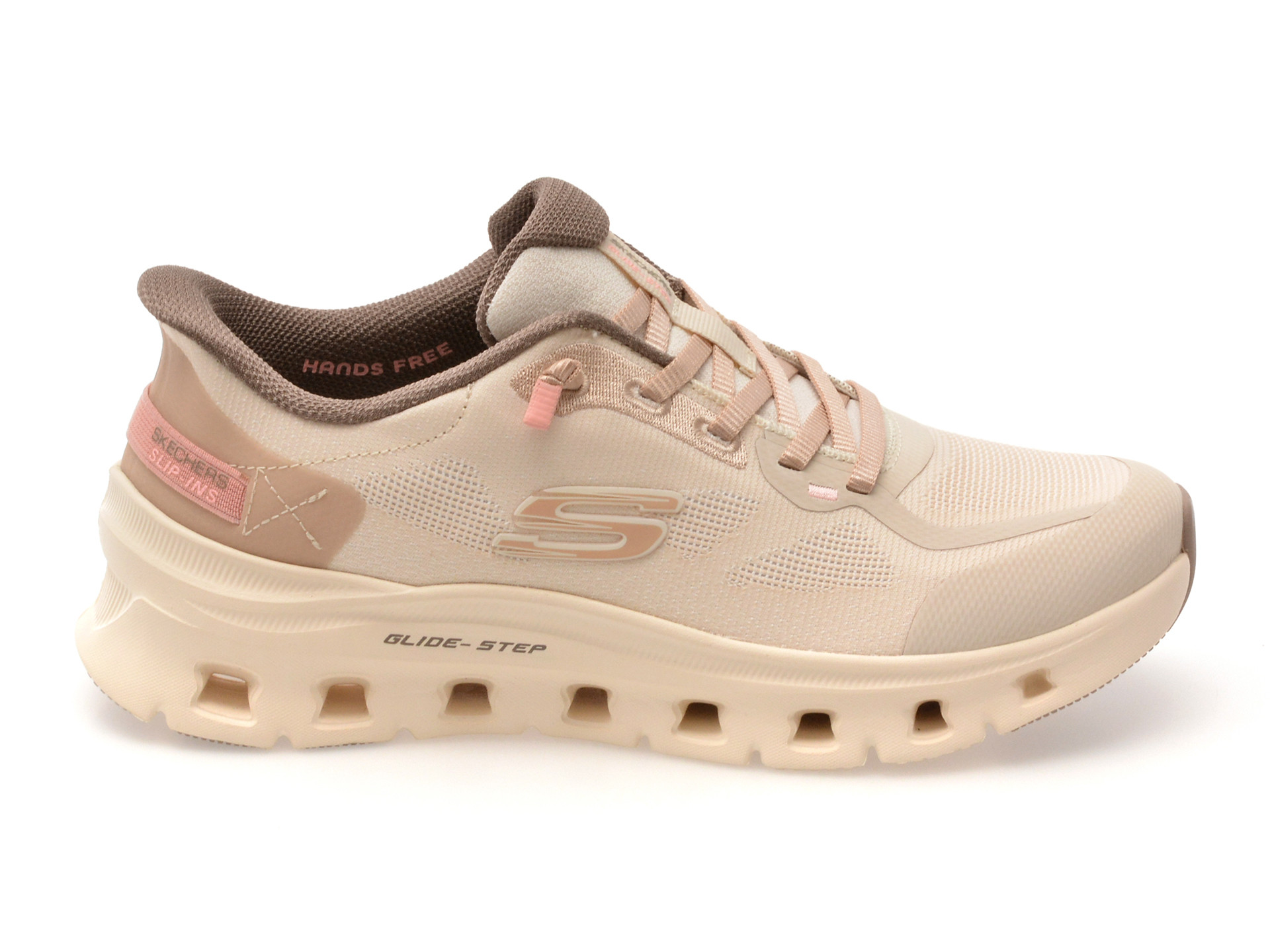 Pantofi sport SKECHERS nude, GLIDE-STEP PRO, din material textil