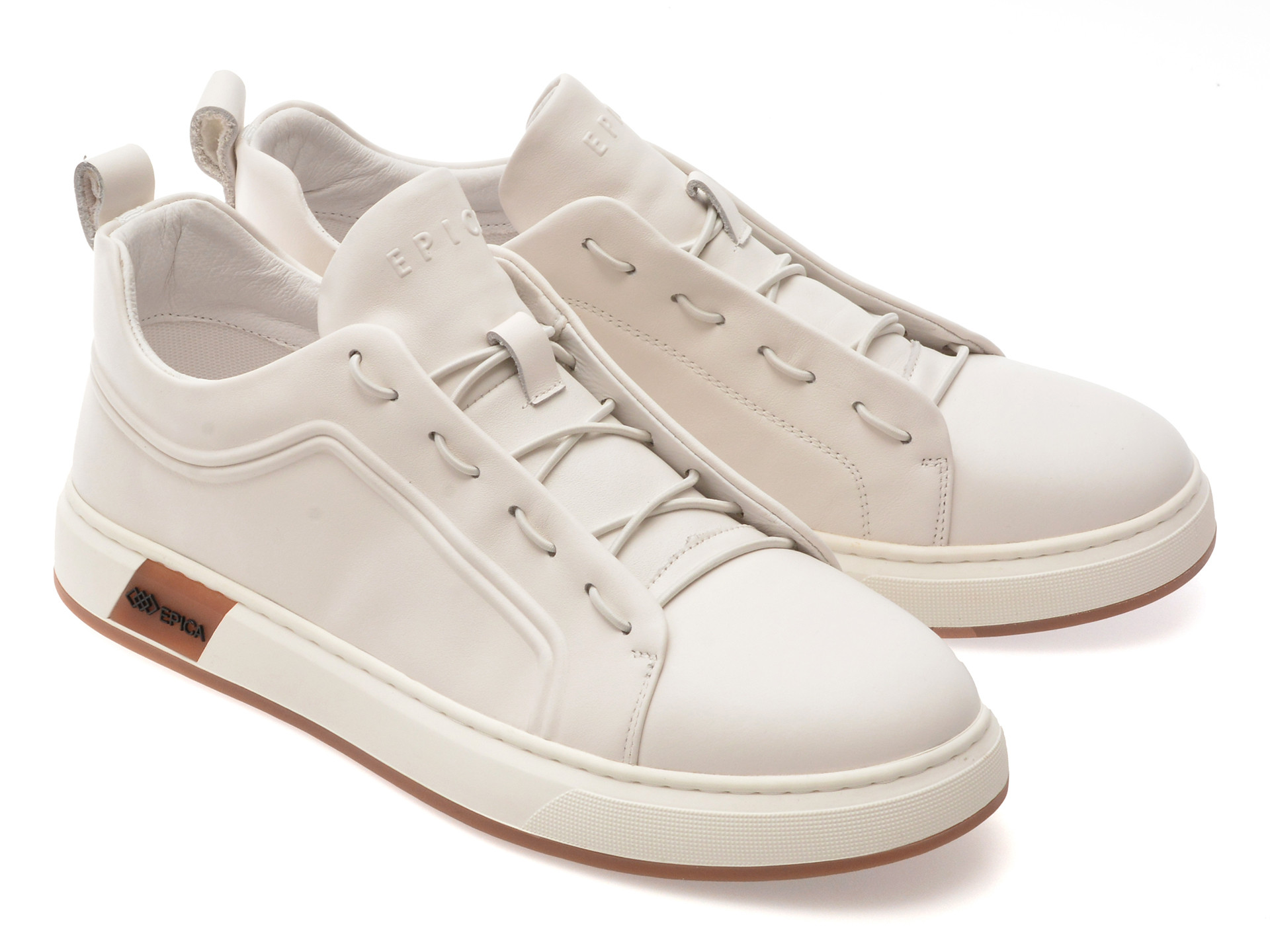 Pantofi sport EPICA albi, 300166, din piele naturala