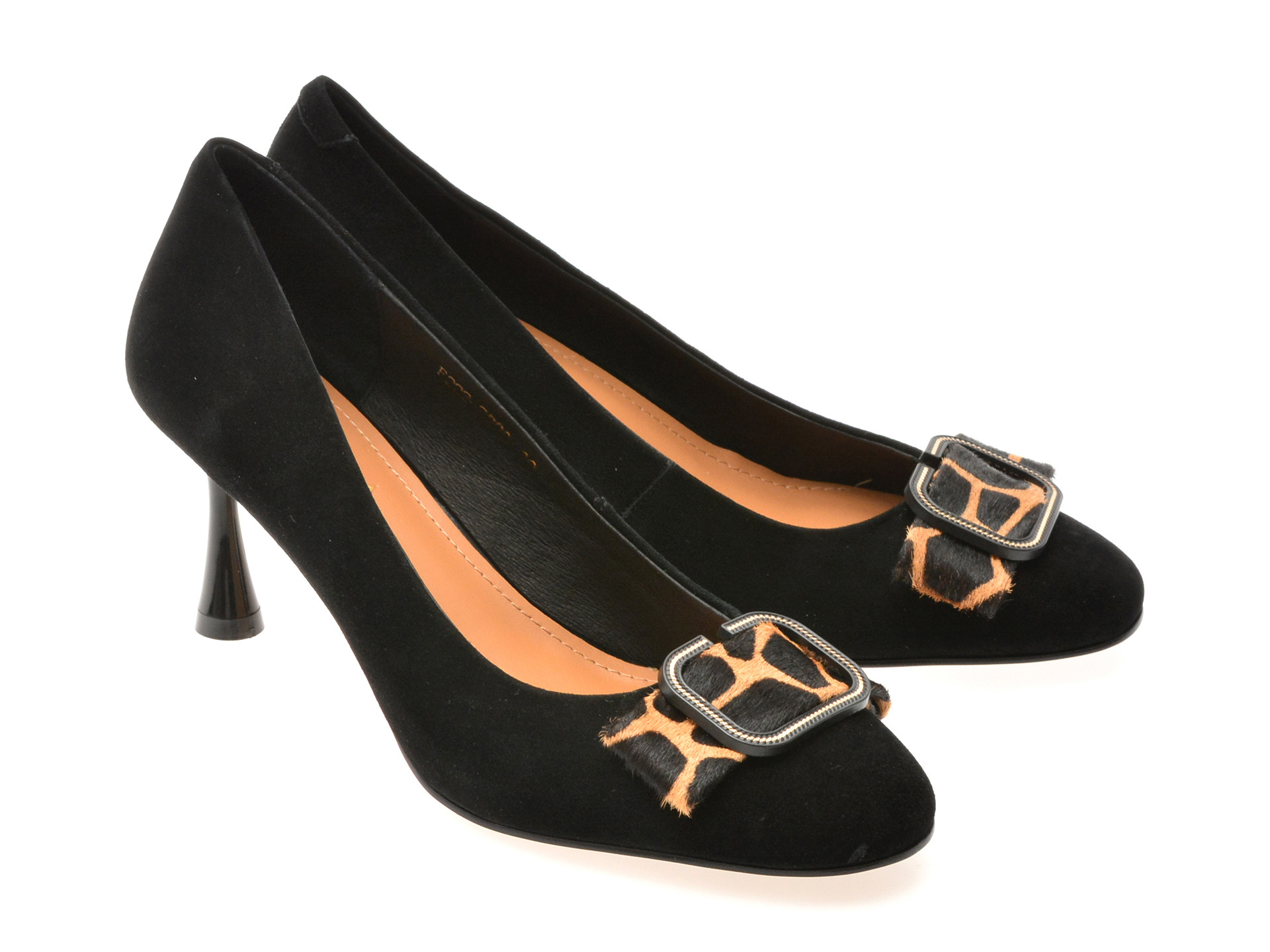 Pantofi eleganti EPICA negri, F222, din piele intoarsa