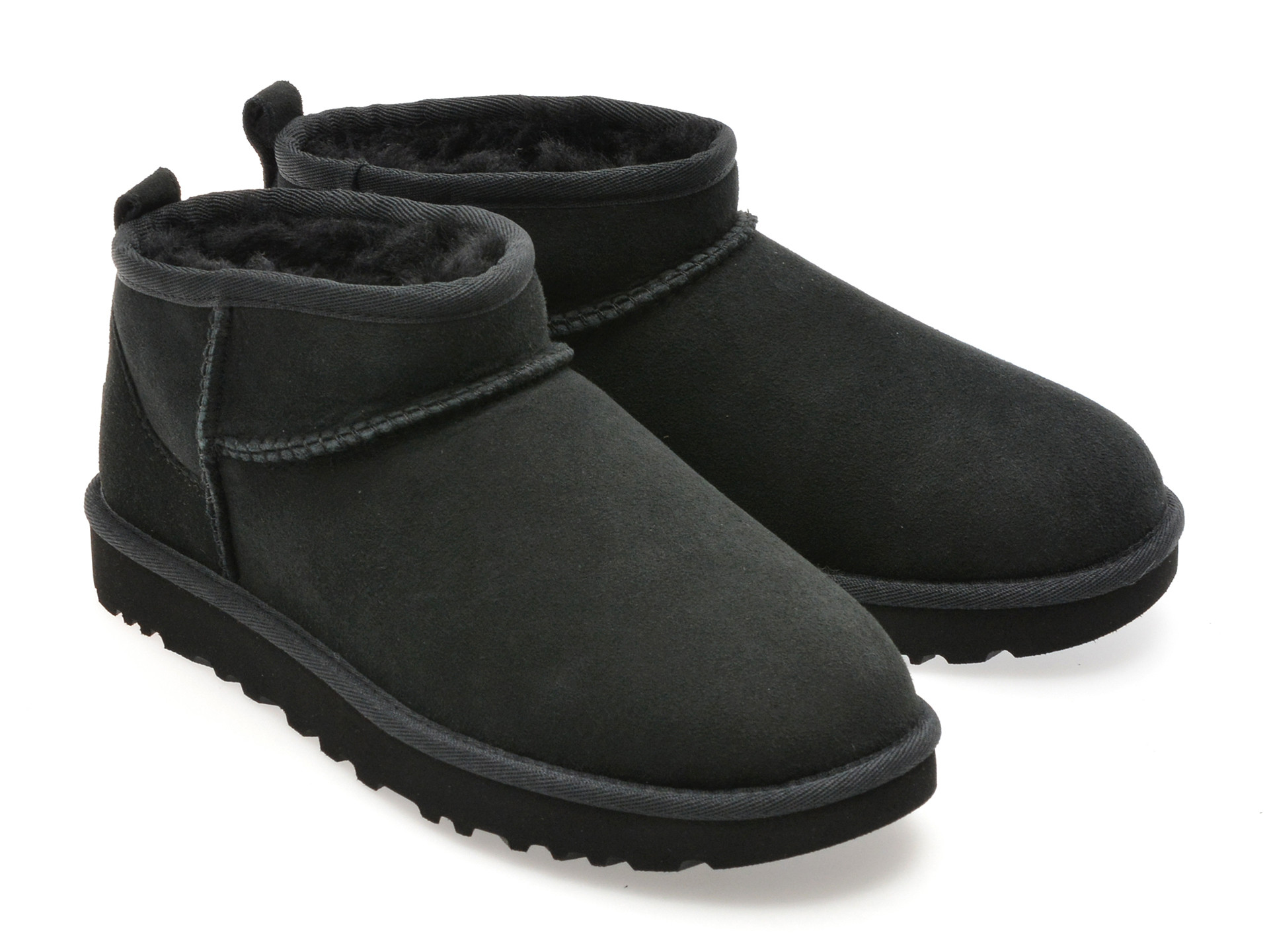 Ghete UGG negre, CLASSIC ULTRA MINI, din piele intoarsa