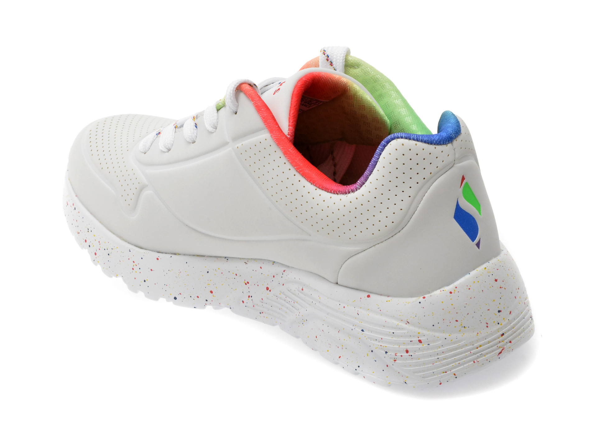 Pantofi sport SKECHERS albi, UNO LITE, din piele ecologica