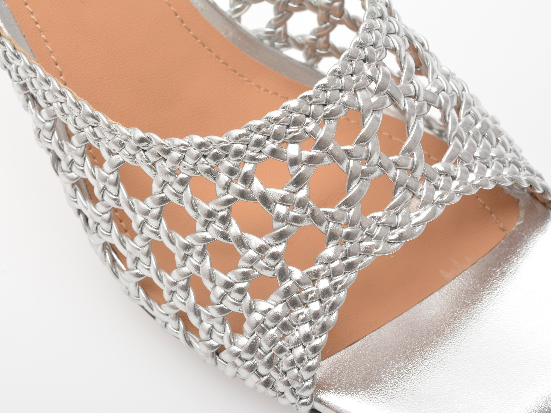 Papuci EPICA argintii, 7290, din piele ecologica