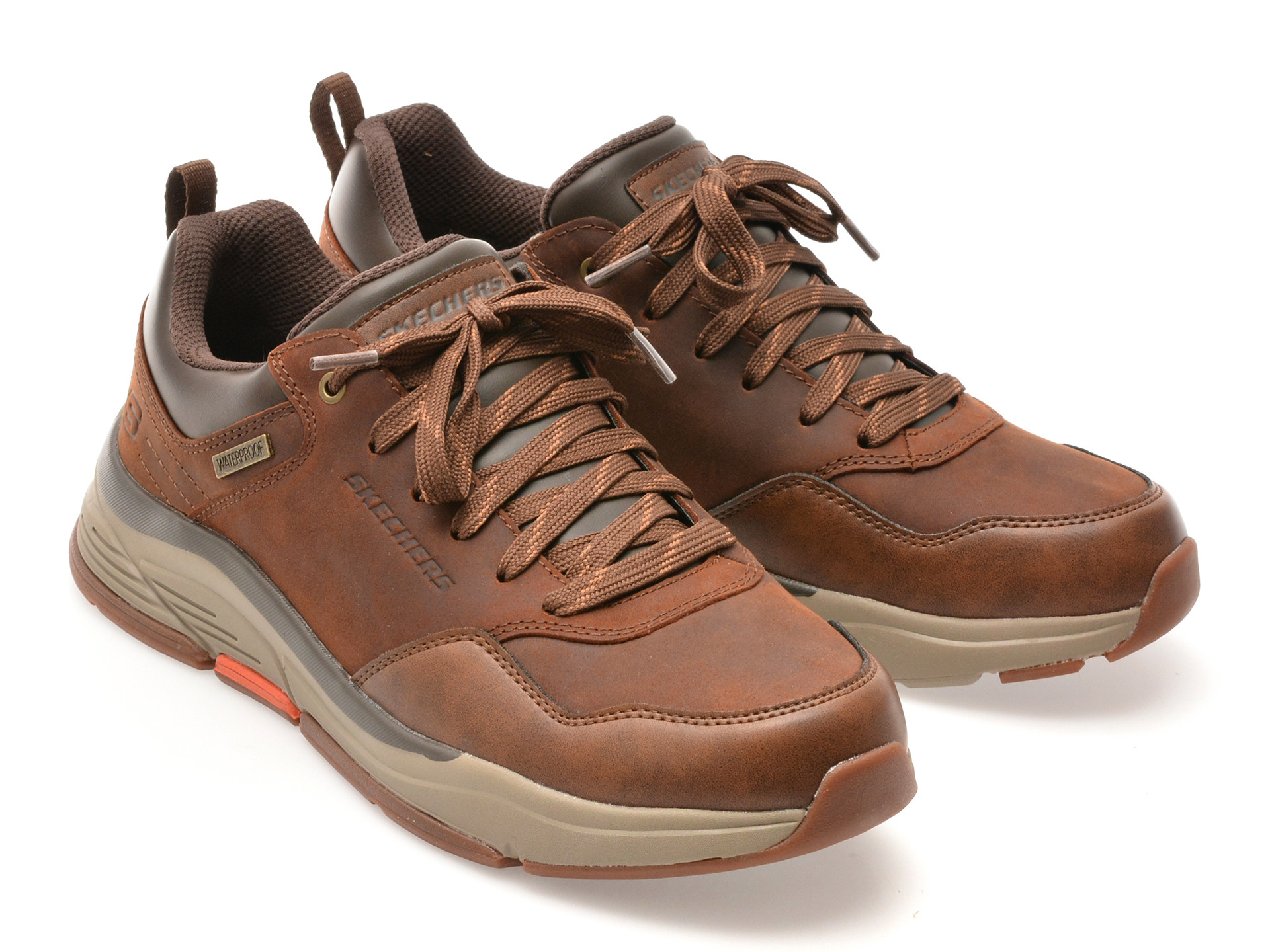 Pantofi sport SKECHERS maro, BENAGO, din piele naturala