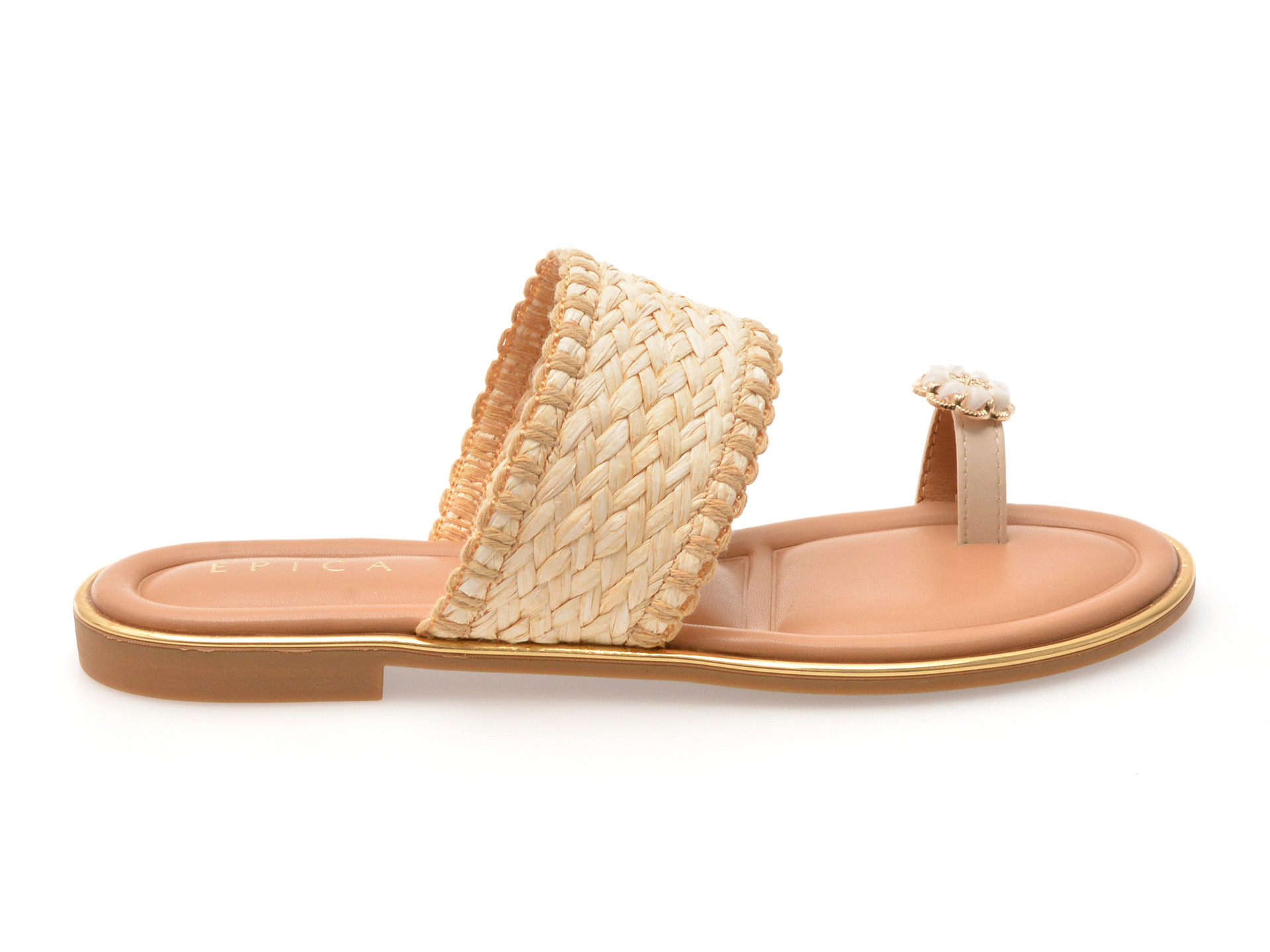 Papuci EPICA bej, 82959, din material textil