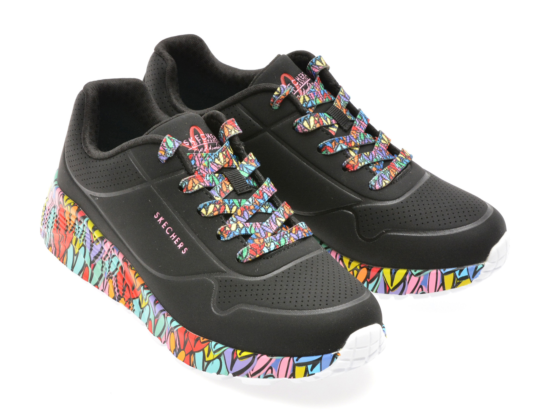 Pantofi sport SKECHERS negri, UNO LITE, din piele ecologica