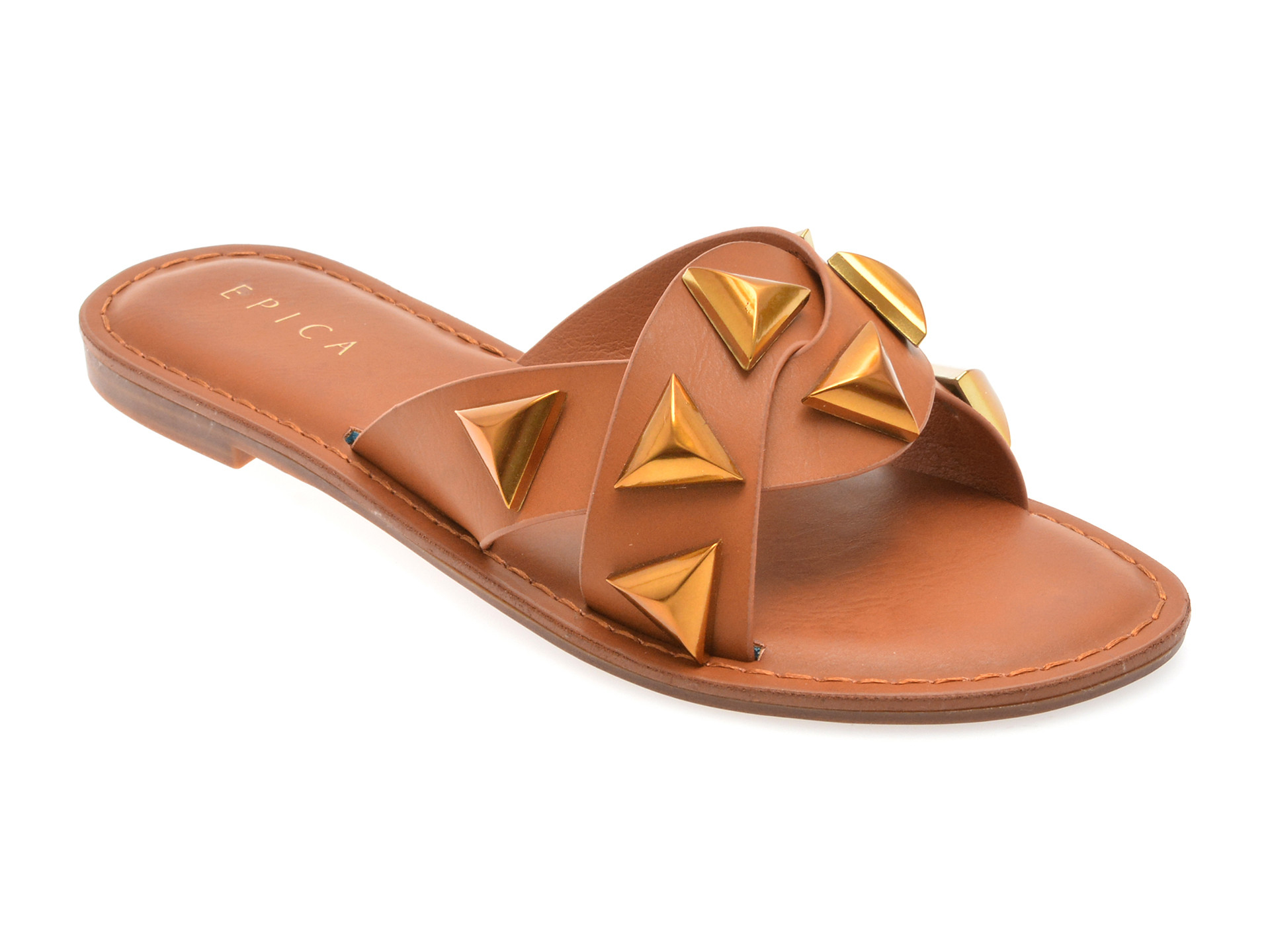 Papuci EPICA maro, 82922, din piele ecologica