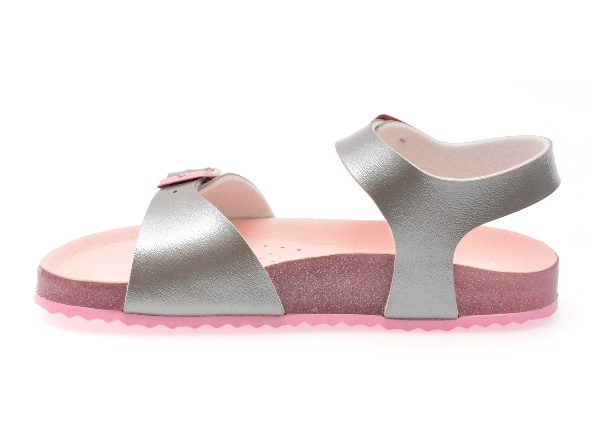 Sandale GEOX argintii, J558MI, din piele ecologica