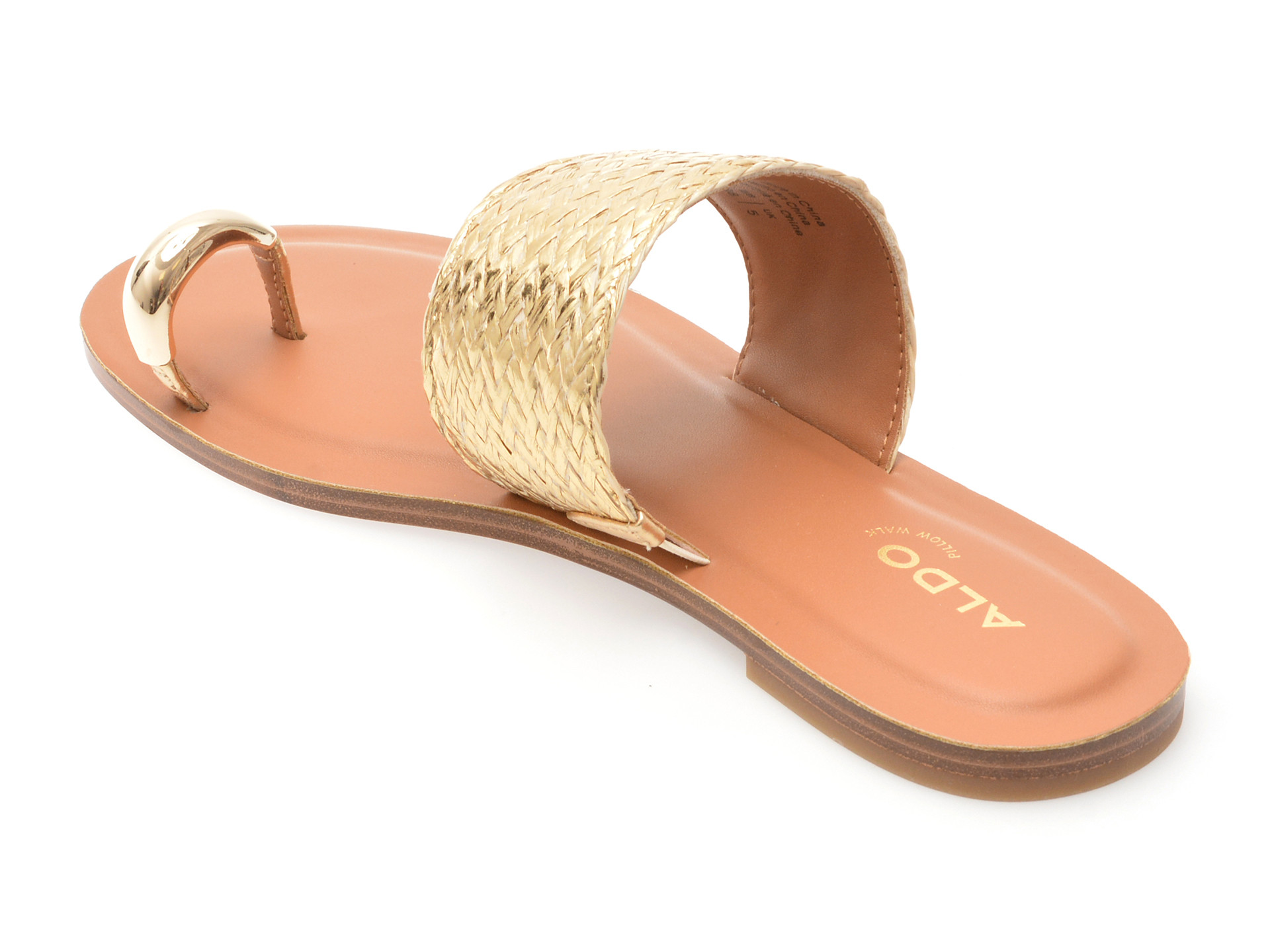 Papuci ALDO aurii, BEACH WALK 711, din piele ecologica
