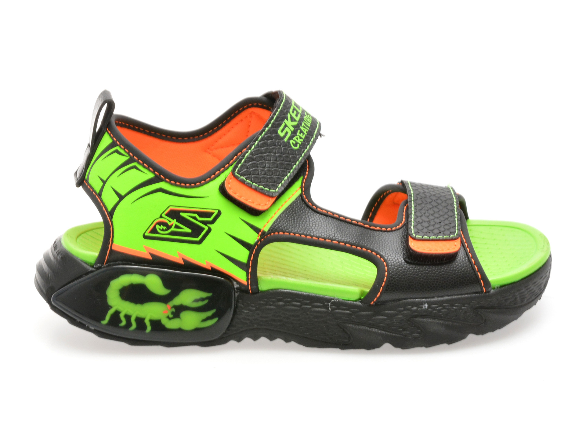 Sandale SKECHERS negre, CREATURE-SPLASH, din piele ecologica