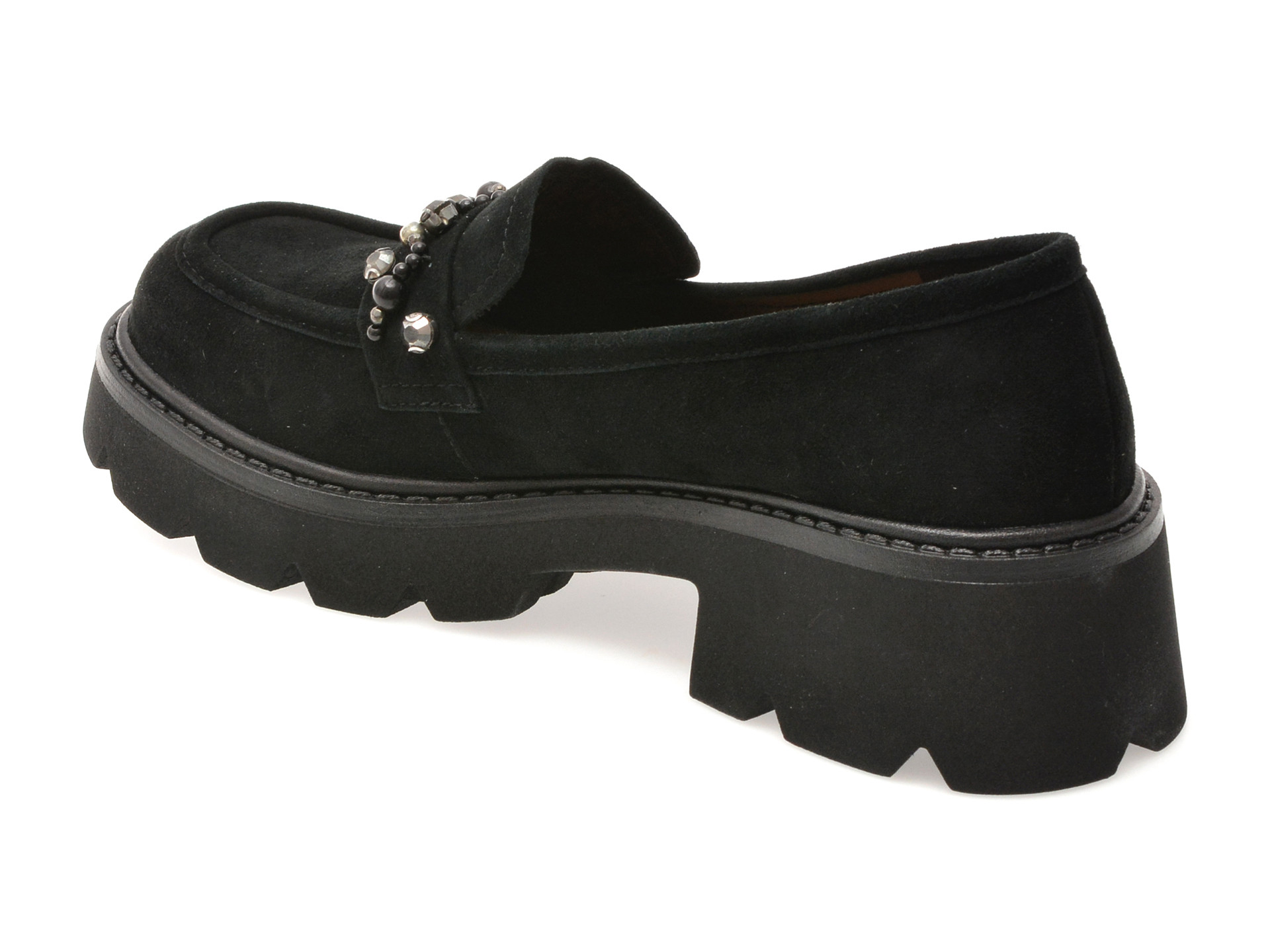 Mocasini EPICA negri, P481, din piele intoarsa