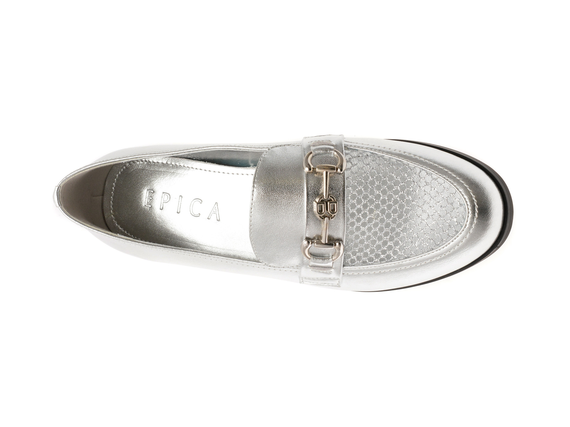 Mocasini EPICA argintii, H138, din piele naturala