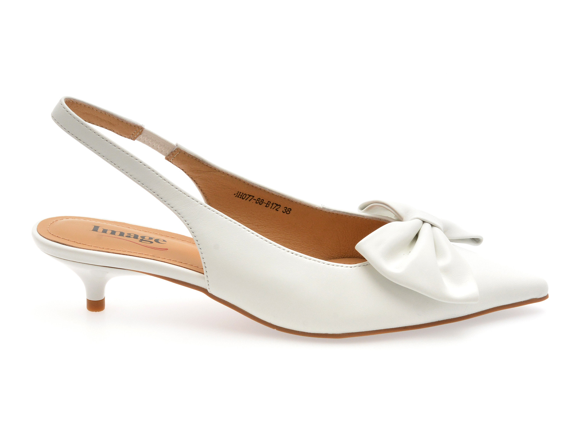 Pantofi eleganti IMAGE albi, 4H077, din piele naturala