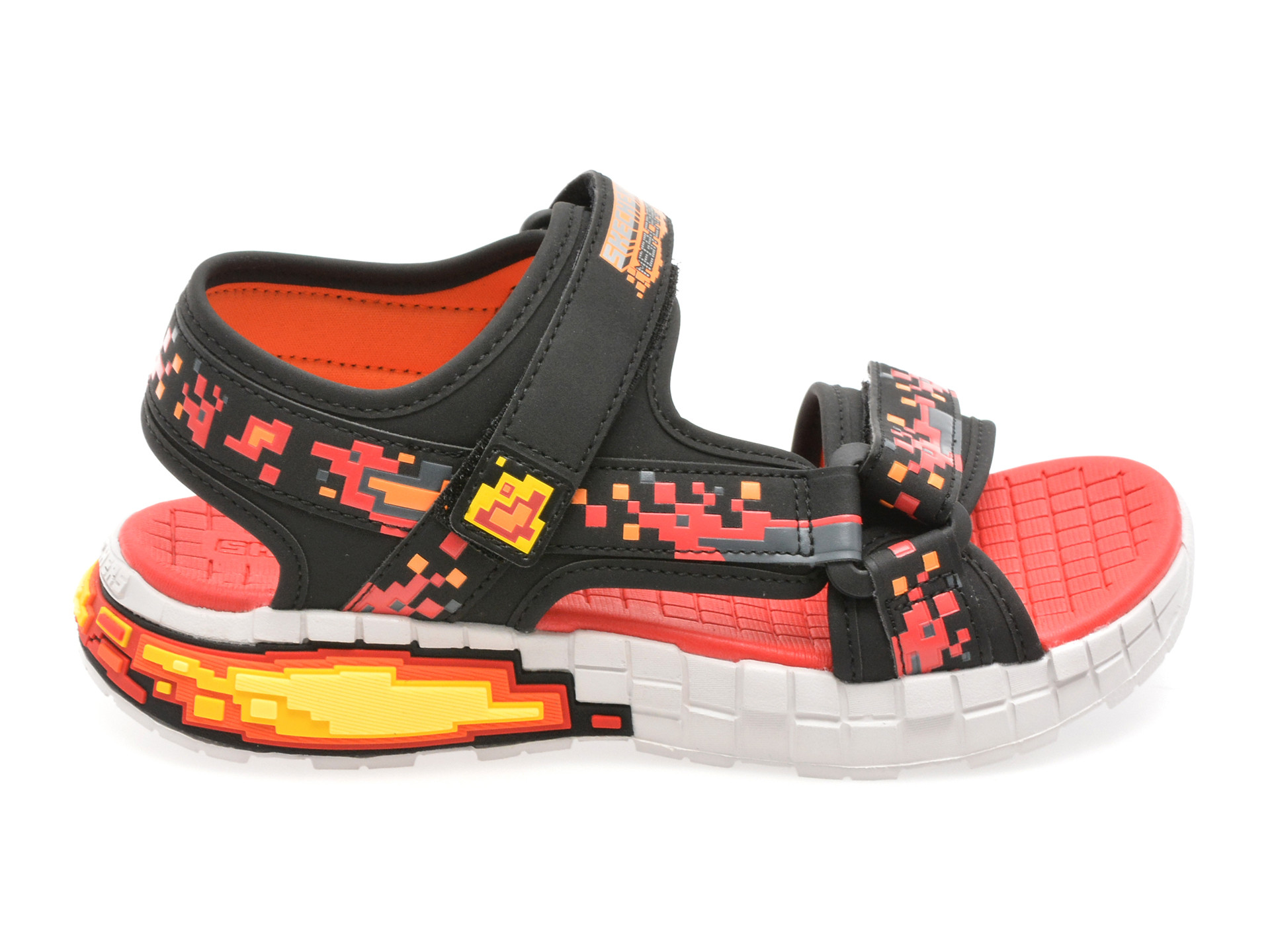 Sandale SKECHERS negre, MEGA-SPLASH 4K, din piele ecologica