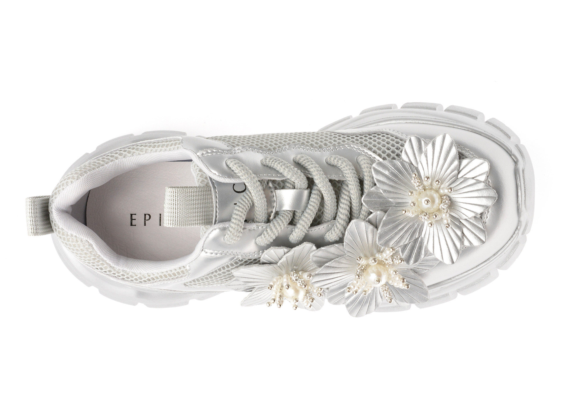 Pantofi sport EPICA argintii, 2W99, din material textil