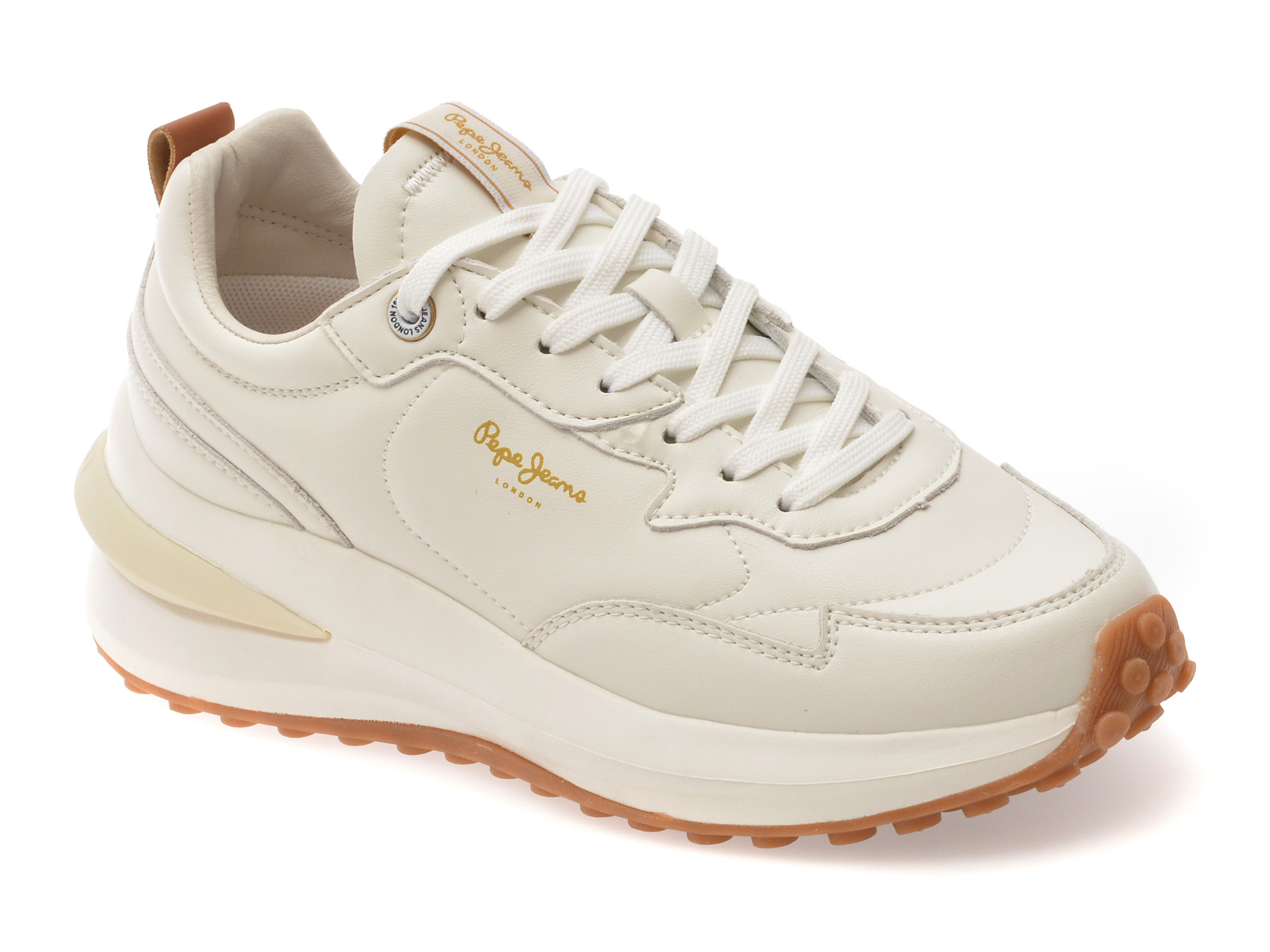 Pantofi sport PEPE JEANS albi, LS60014, din piele naturala