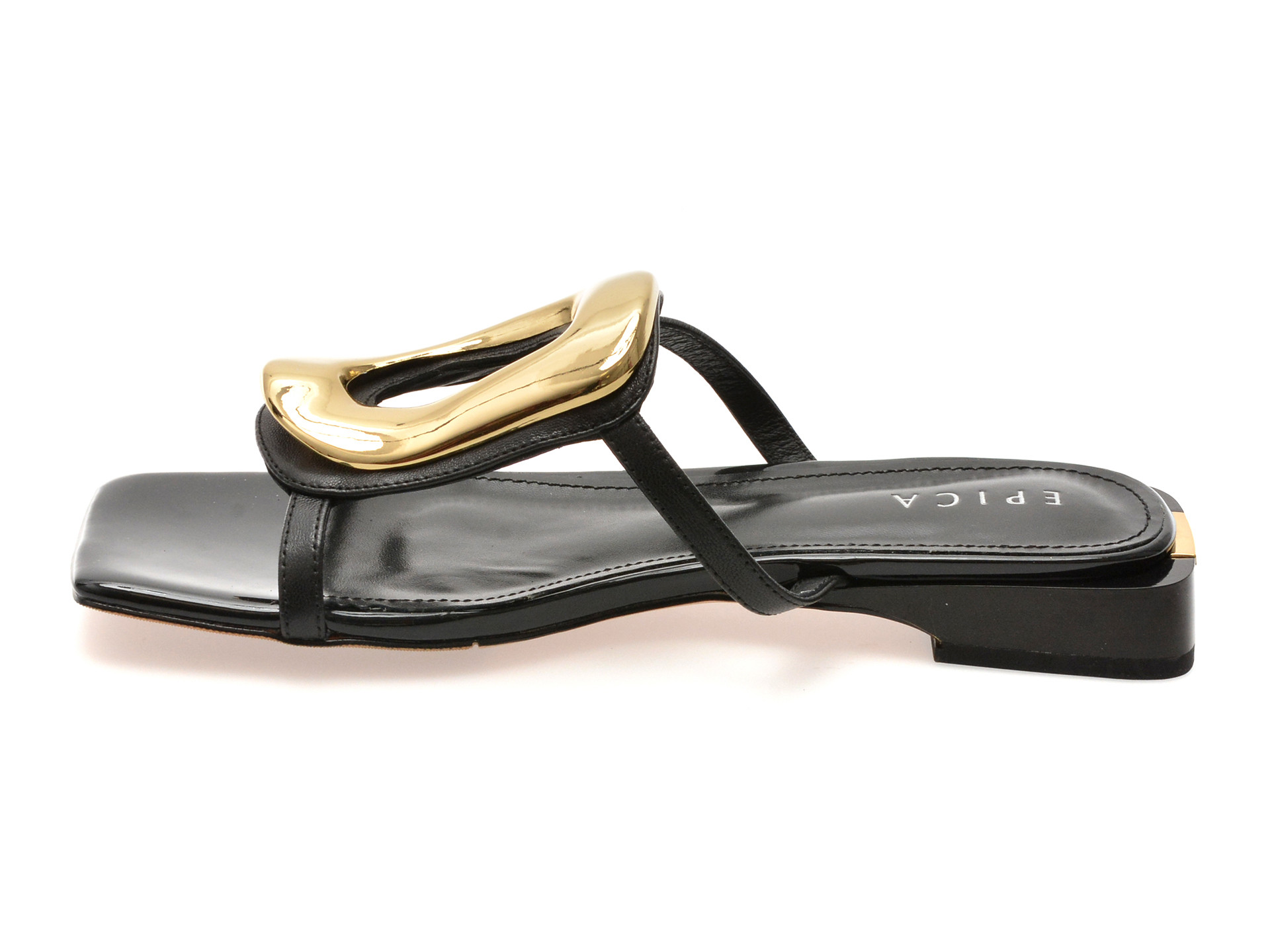 Papuci EPICA negri, LD976, din piele naturala