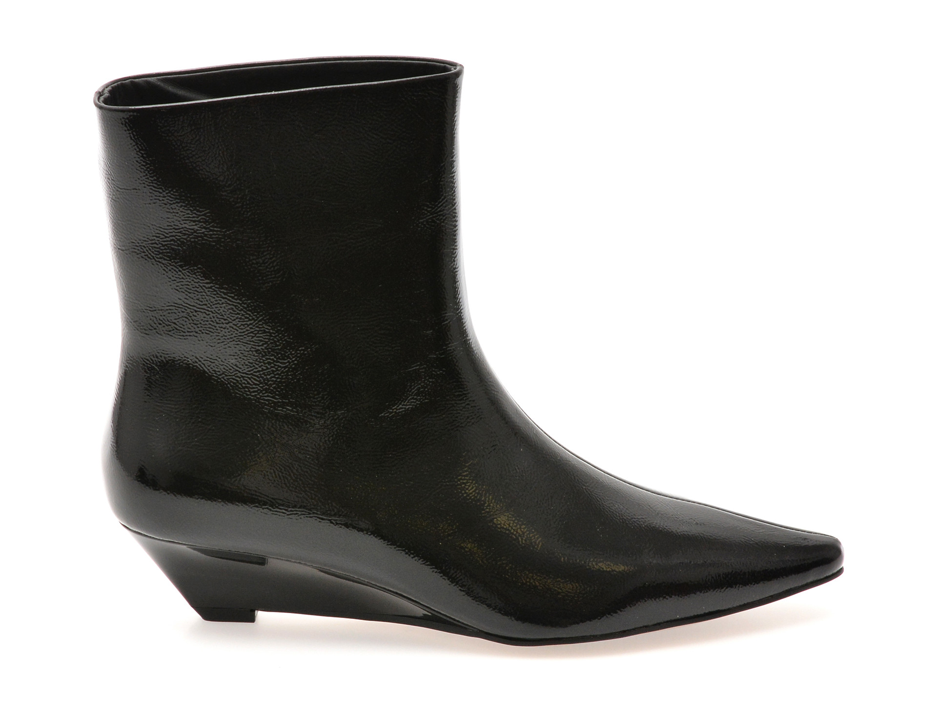 Botine elegante EPICA negre, B238, din piele naturala lacuita