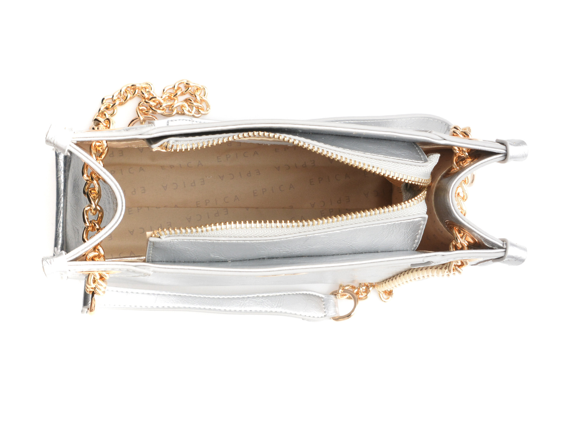 Geanta EPICA argintie, 2667, din piele ecologica