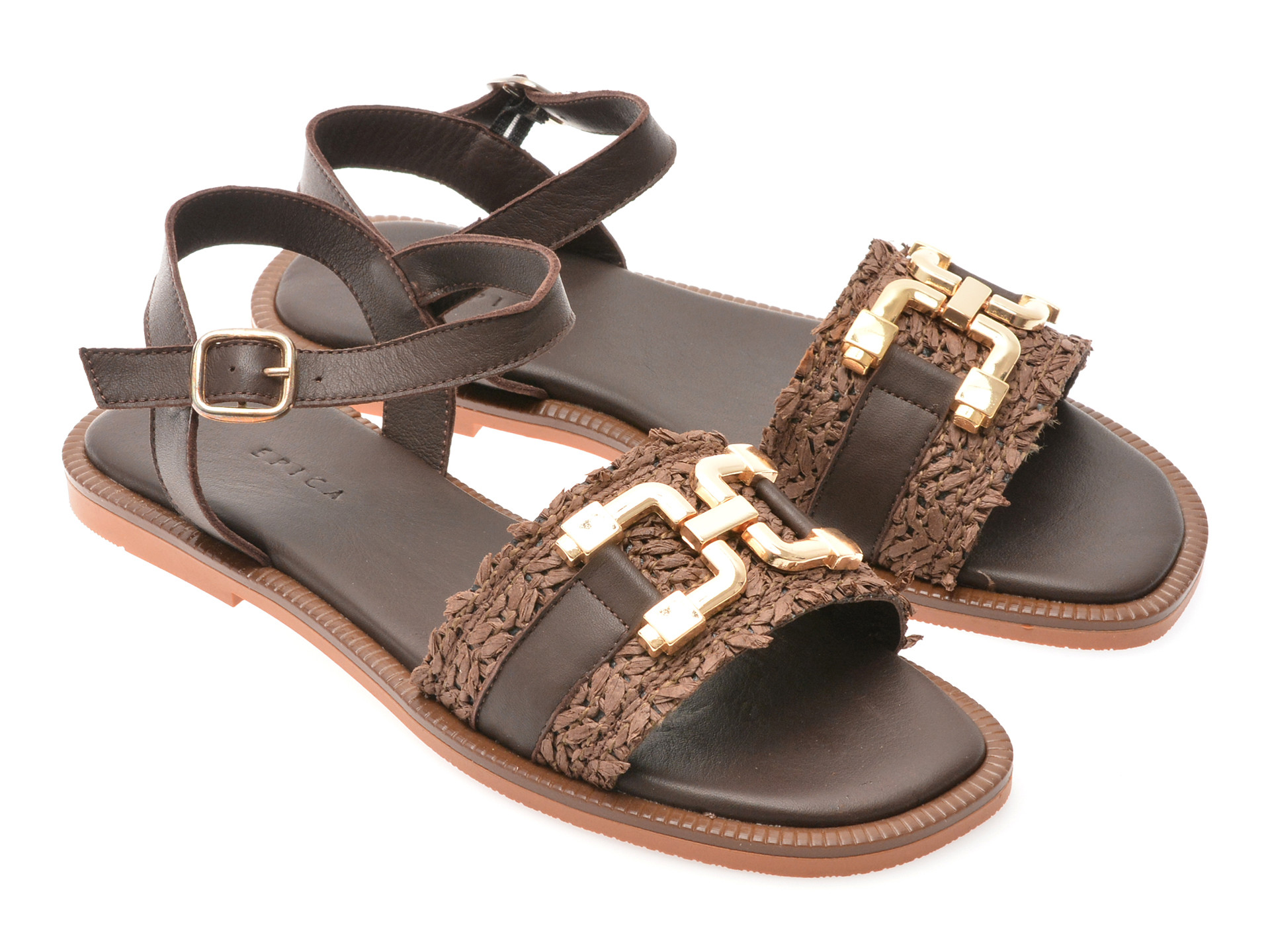 Sandale EPICA maro, TML70T, din piele naturala