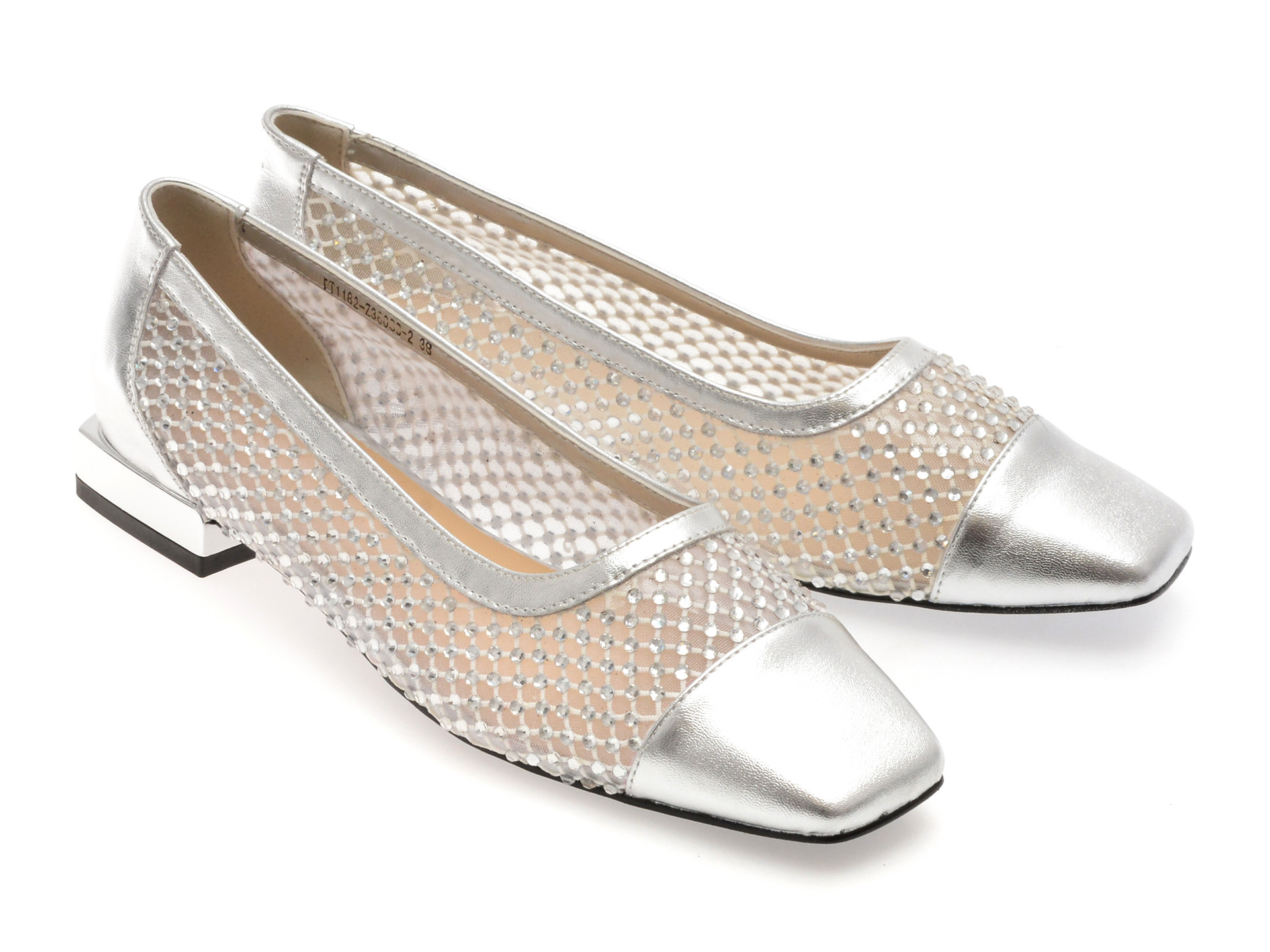 Balerini EPICA argintii, 1182, din material textil