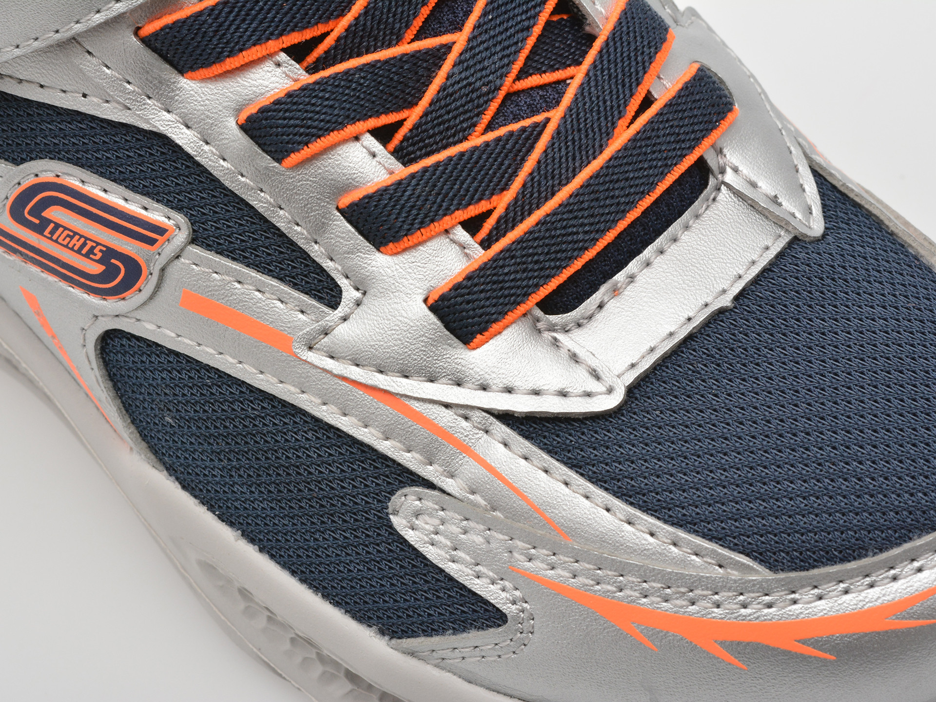 Pantofi sport SKECHERS argintii, METEOR-LIGHTS, din material textil