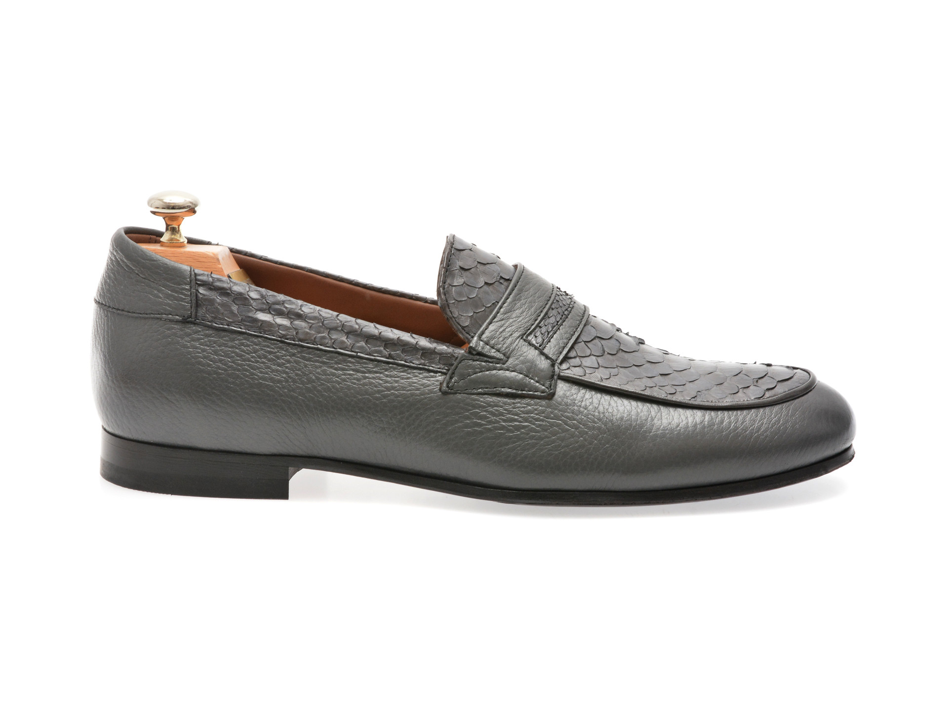 Mocasini eleganti LE COLONEL gri, 45860, din piele naturala