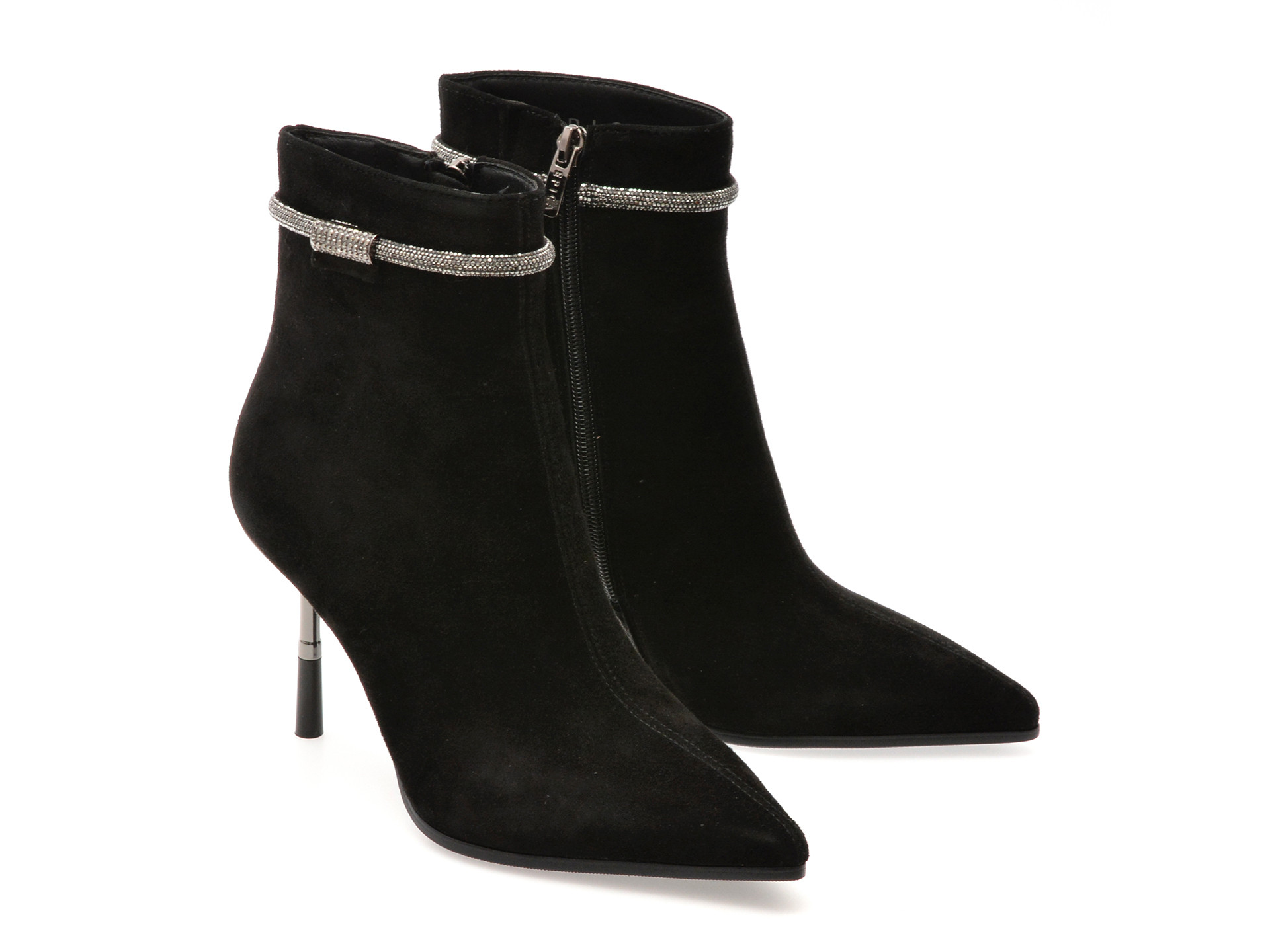 Botine elegante EPICA negre, 202726, din piele intoarsa