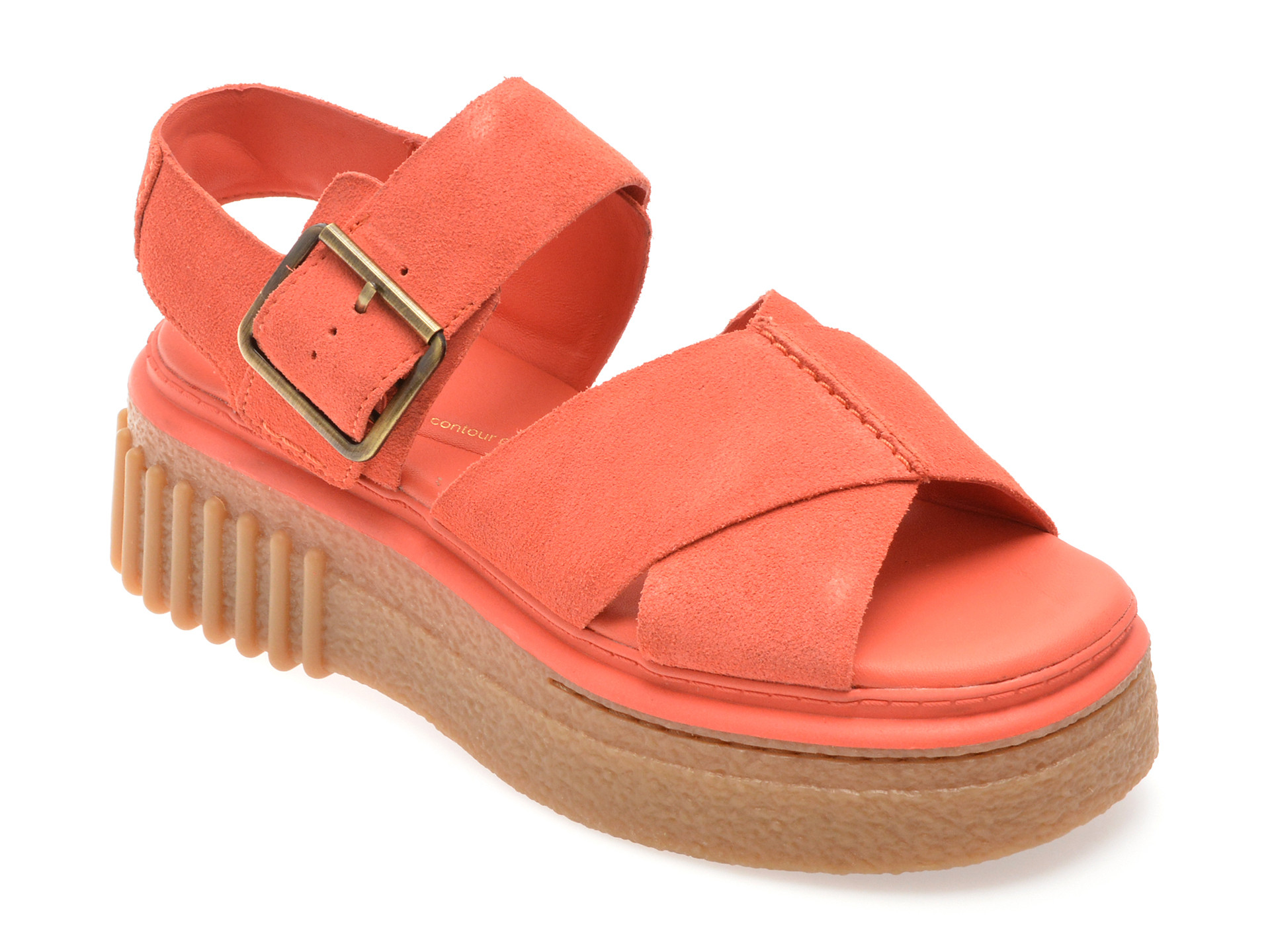 Sandale CLARKS portocalii, EVAMAR WISH, din piele Intoarsa