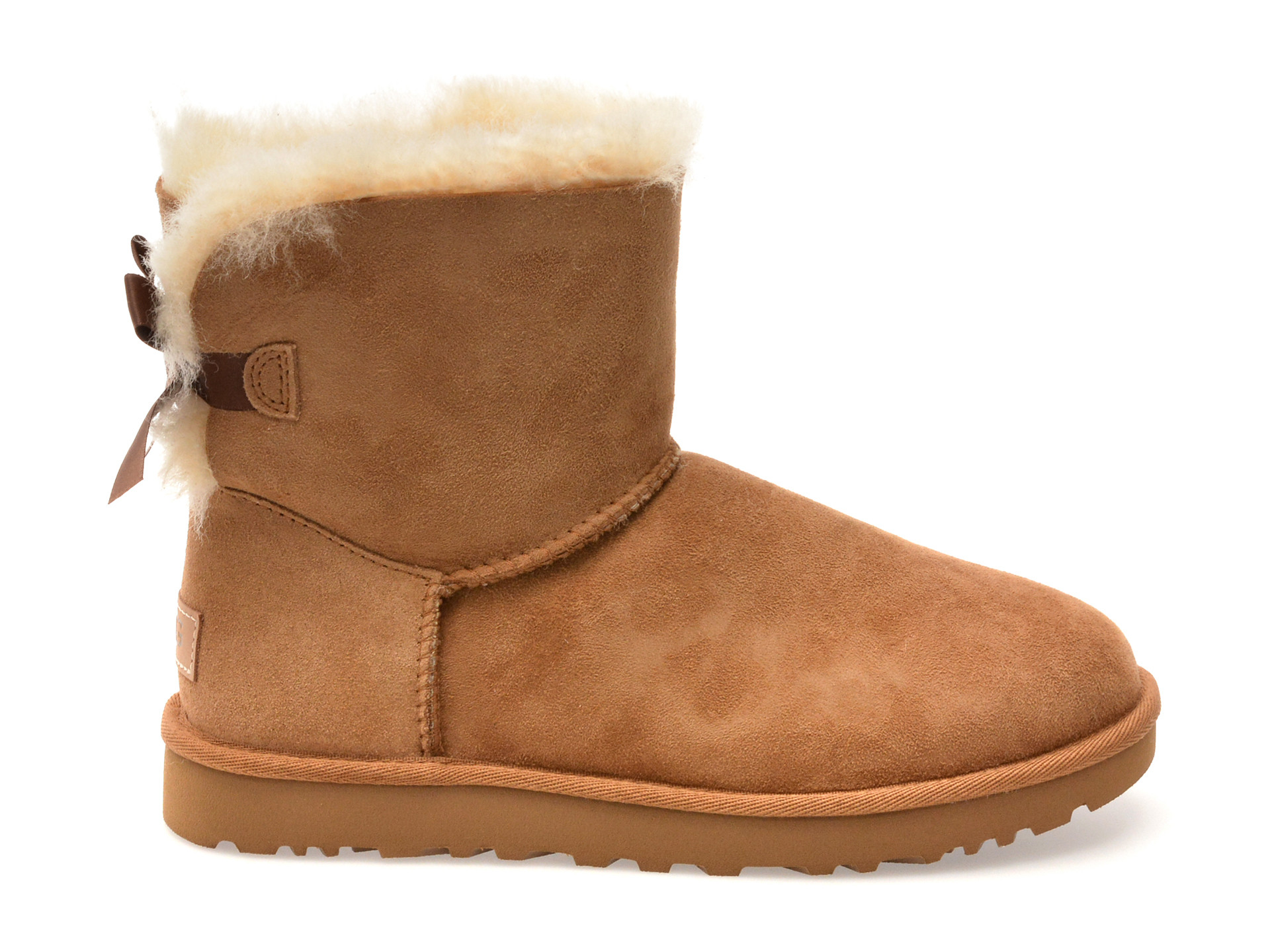 Ghete UGG maro, MINI BAILEY BOW II, din piele intoarsa