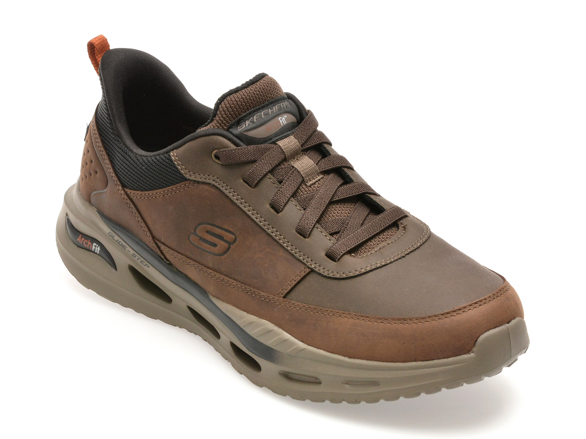 Pantofi sport SKECHERS maro, ARCH FIT ORVAN, din piele naturala