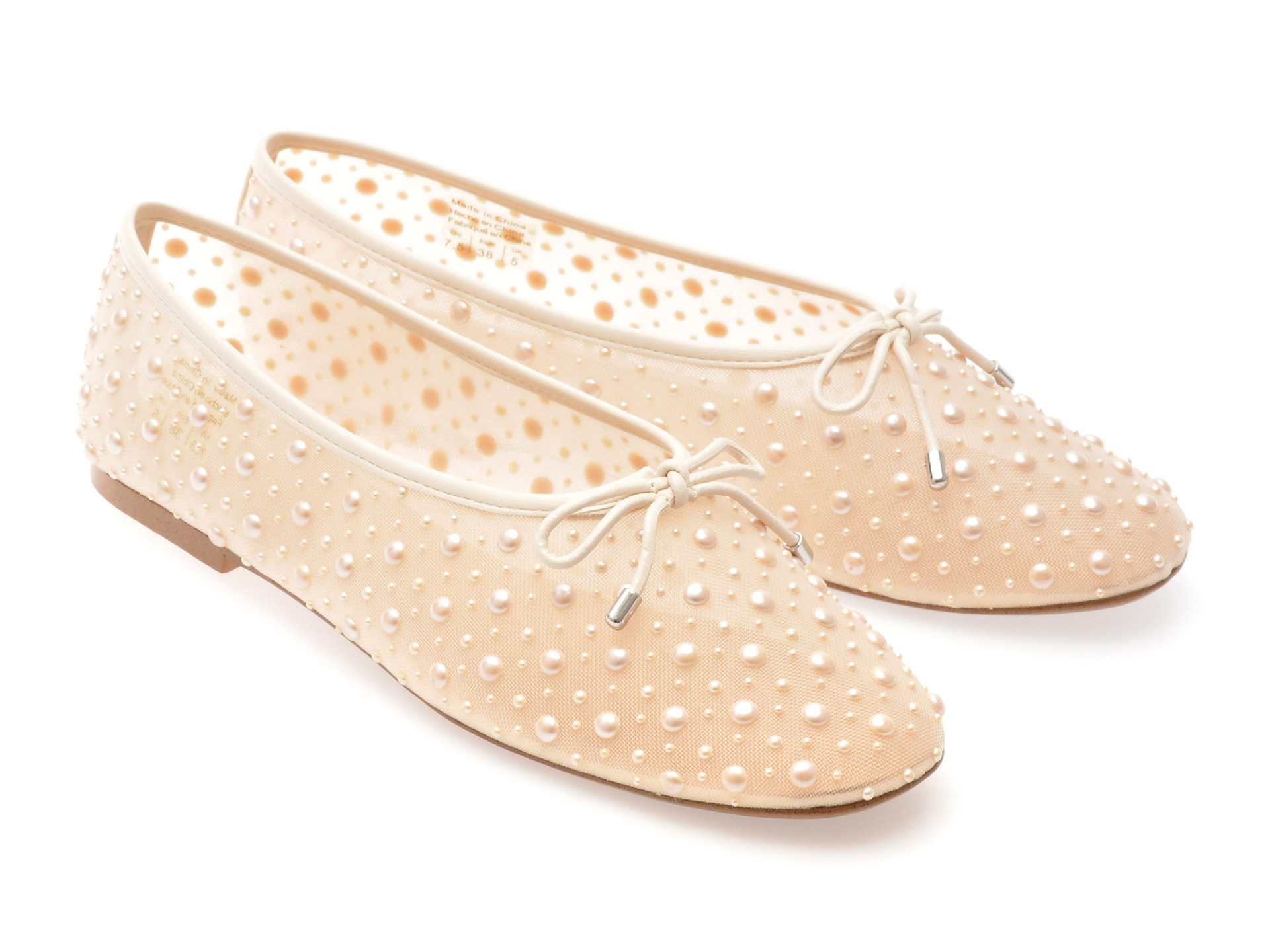 Balerini ALDO albi, JOSELIE 121, din material textil