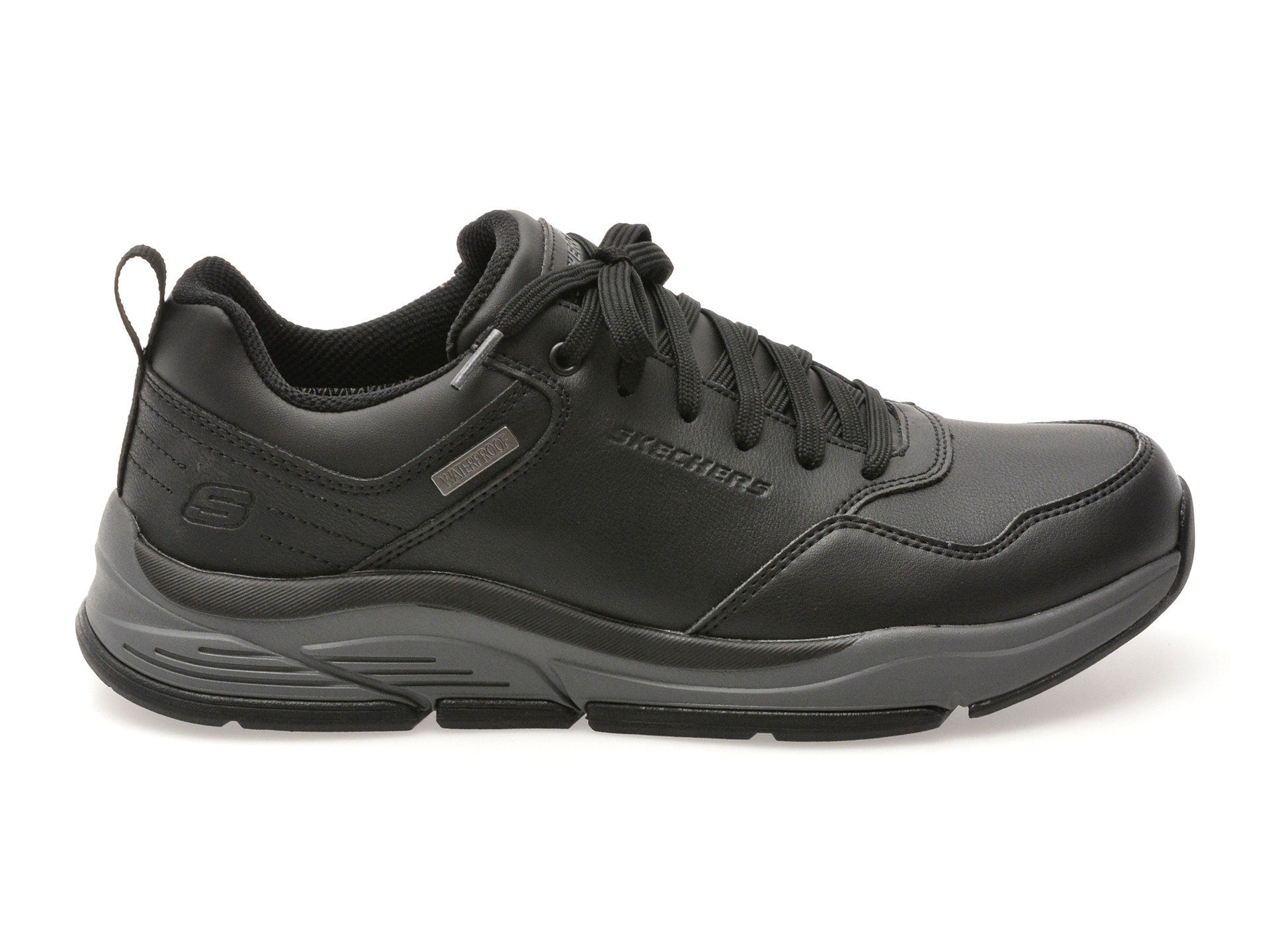 Pantofi sport SKECHERS negri, BENAGO, din piele naturala