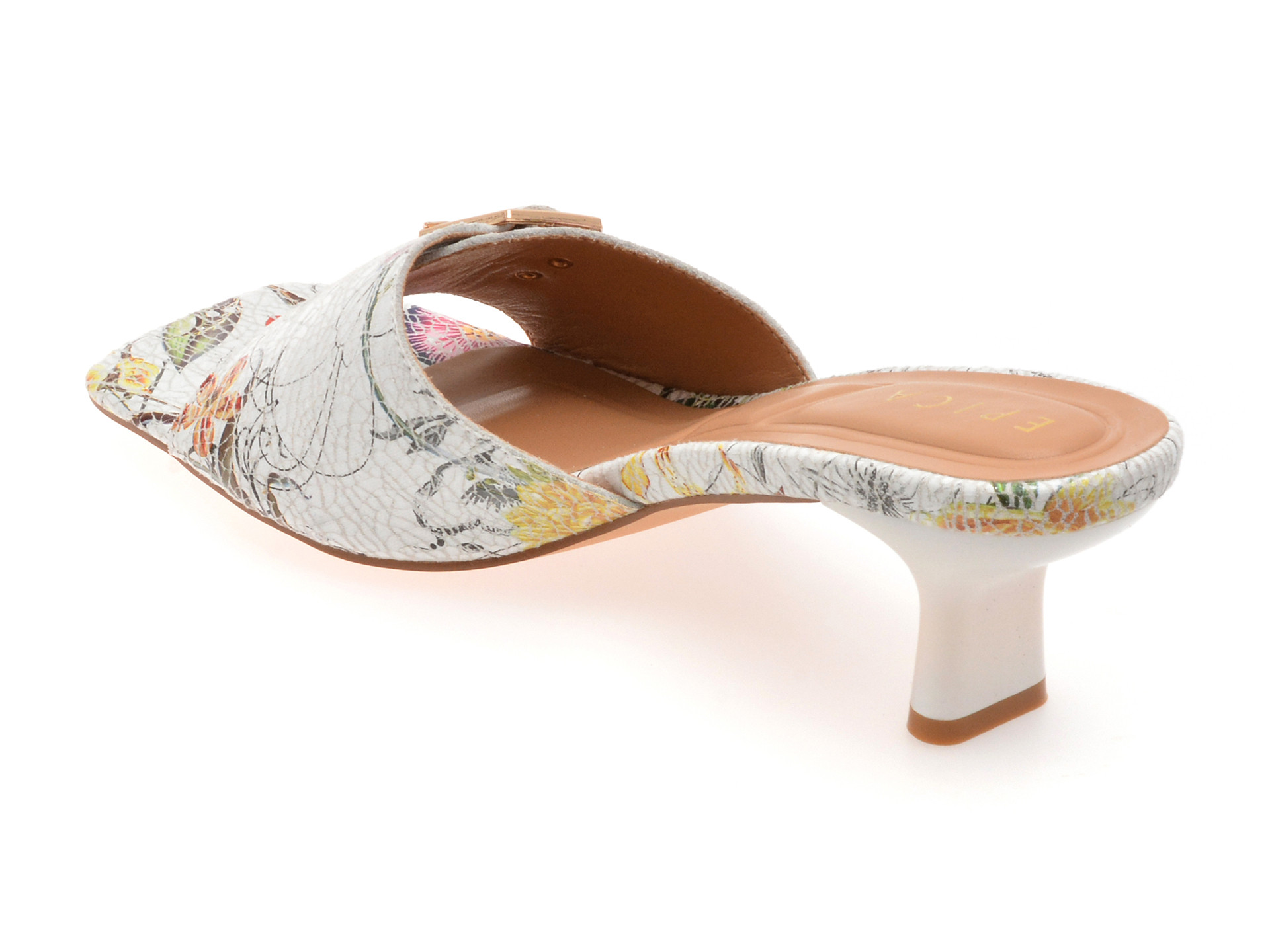 Papuci EPICA albi, 82987, din piele naturala