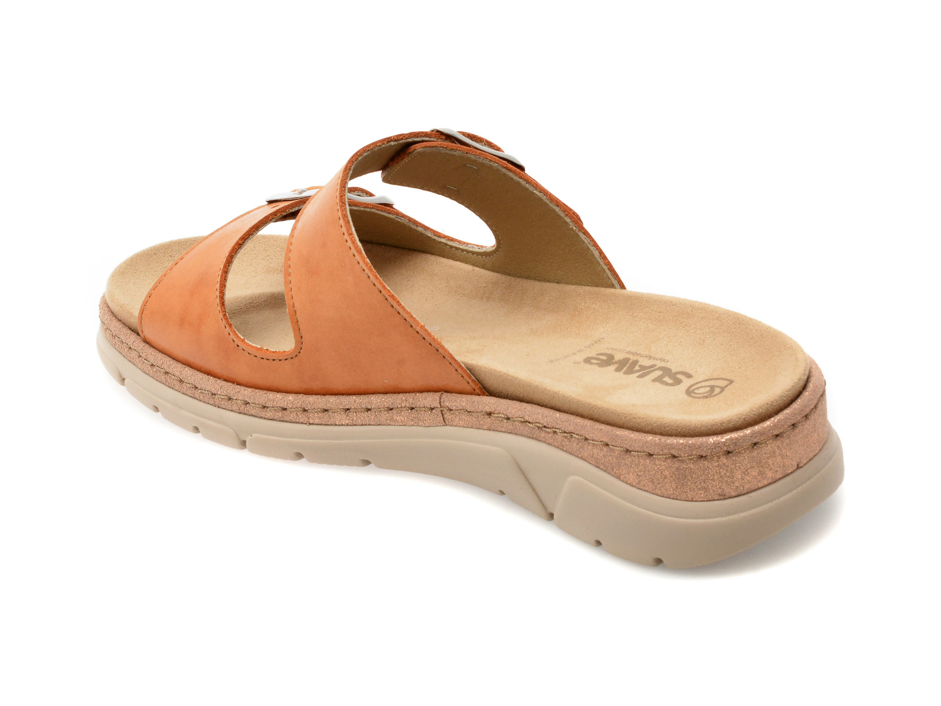 Papuci SUAVE portocalii, MOSTAR, din piele naturala