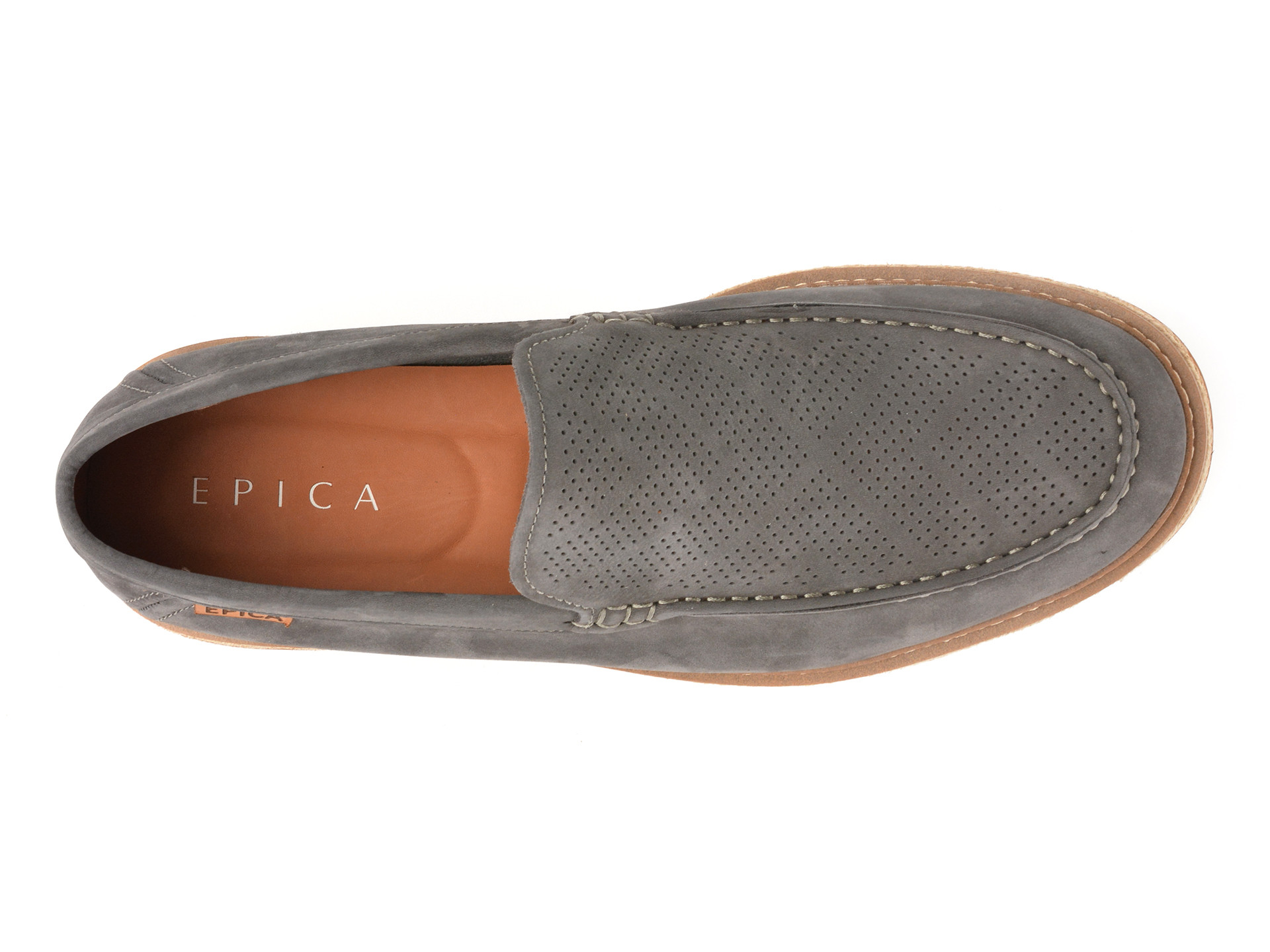 Mocasini EPICA gri, MU155, din nabuc
