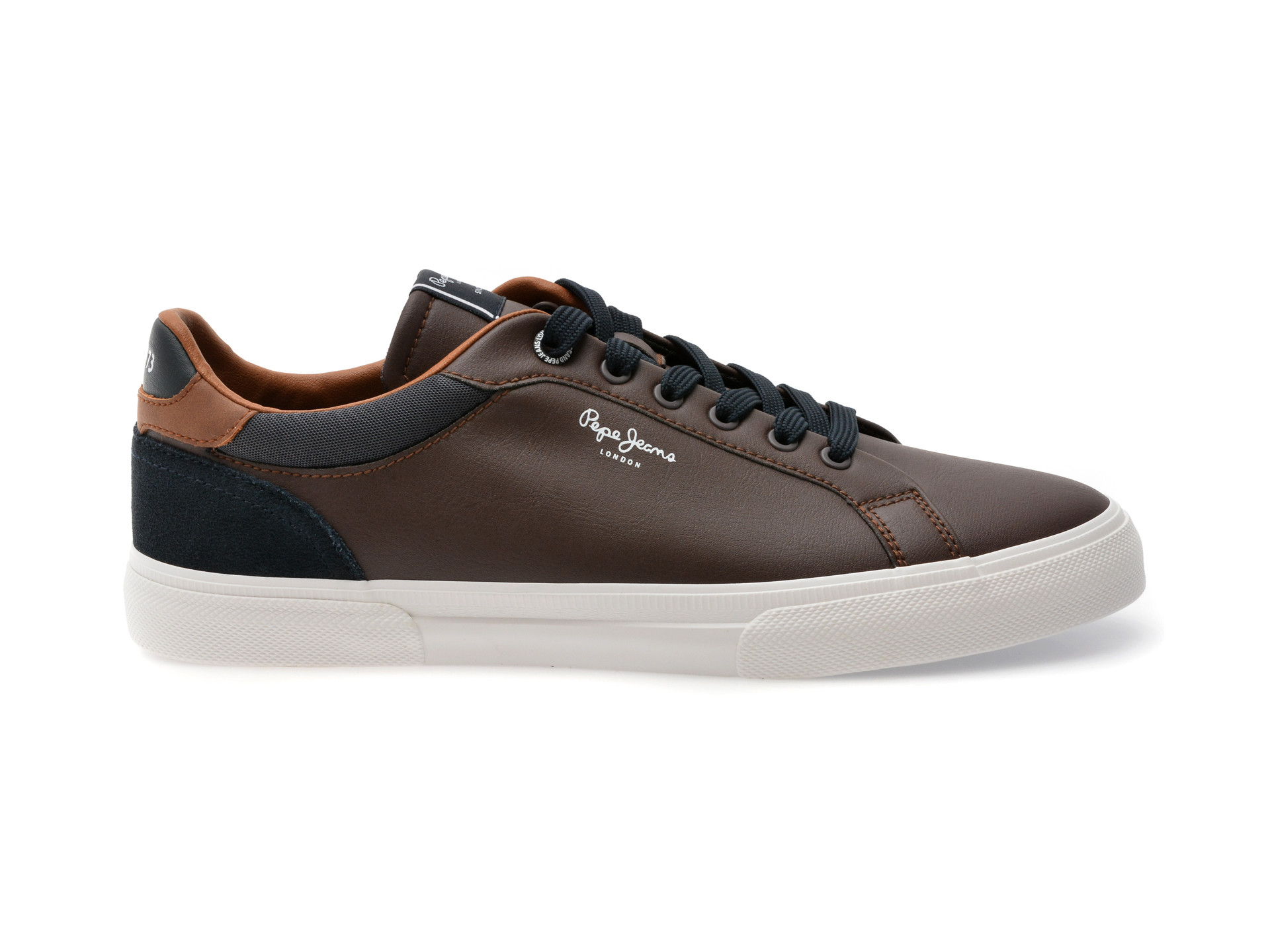 Pantofi sport PEPE JEANS maro, KENTON COURT, din piele ecologica