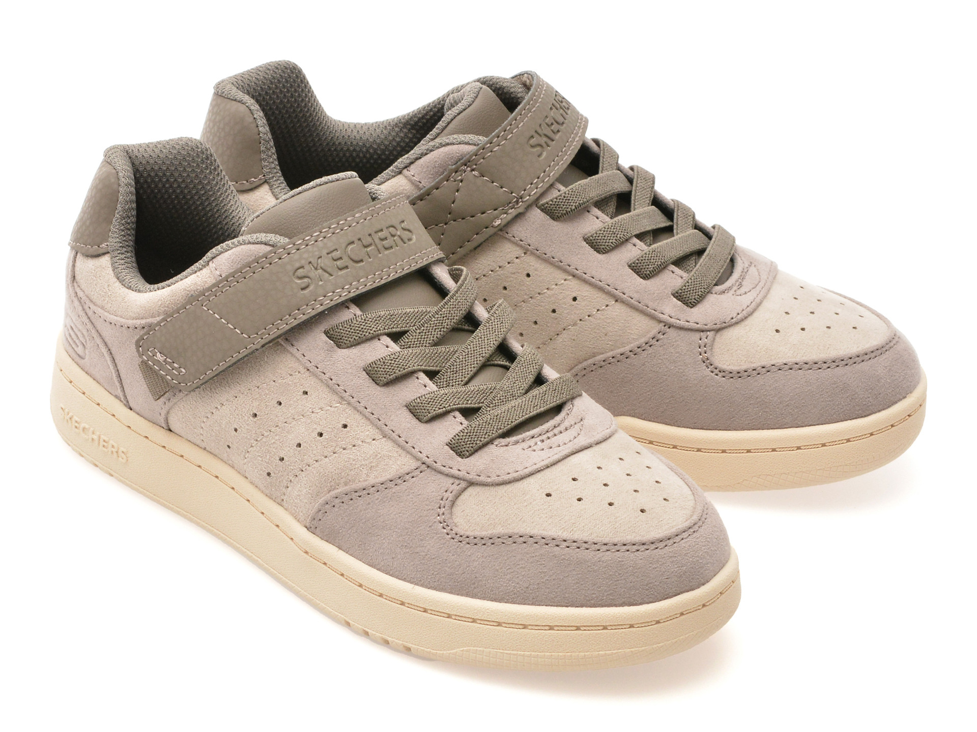 Pantofi sport SKECHERS gri, QUICK STREET, din material textil