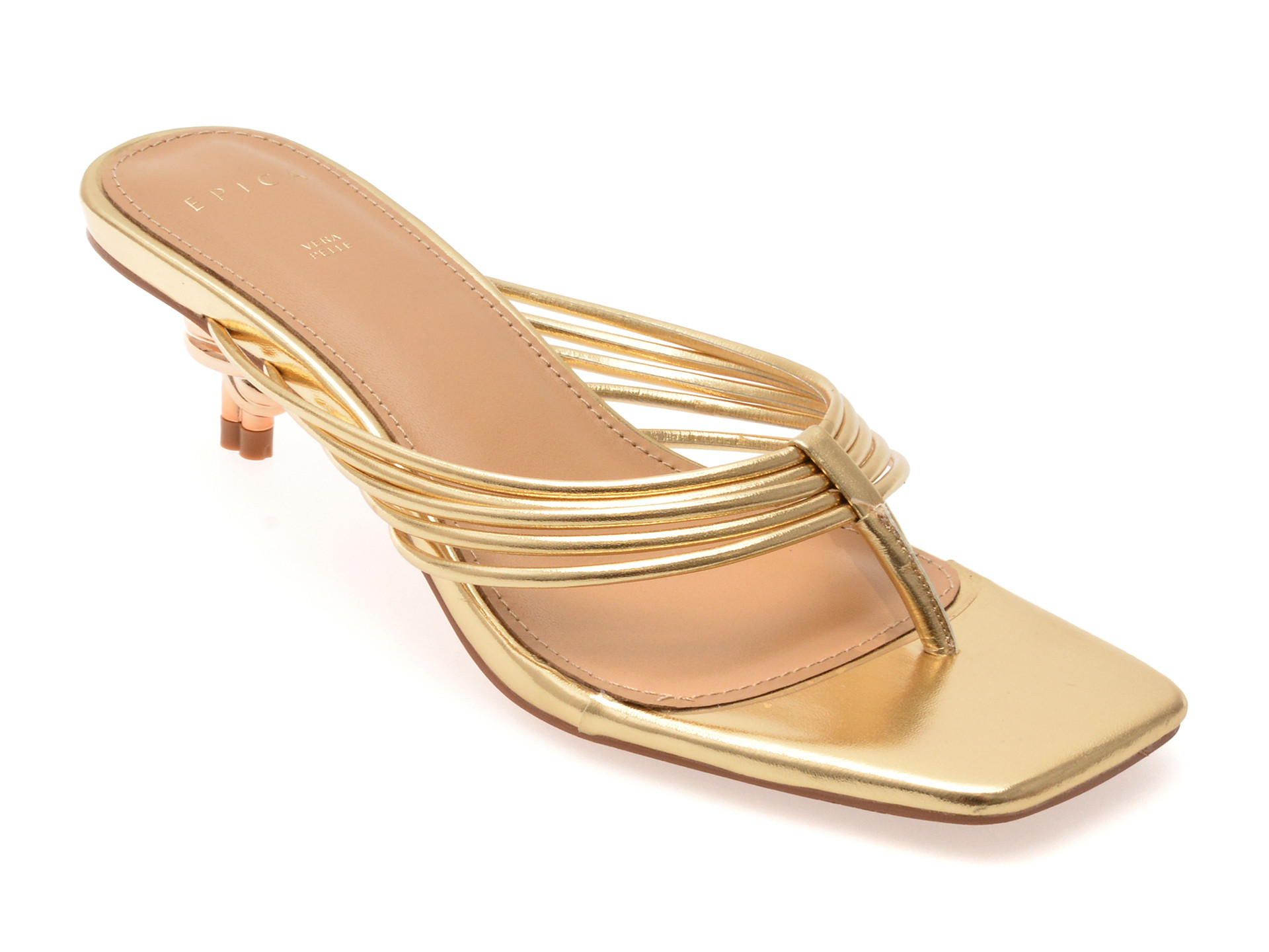 Papuci EPICA aurii, 82933, din piele ecologica