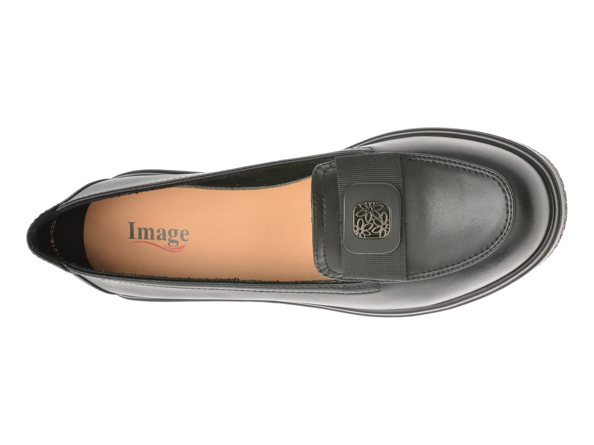 Mocasini IMAGE negri, 1216G23, din piele naturala