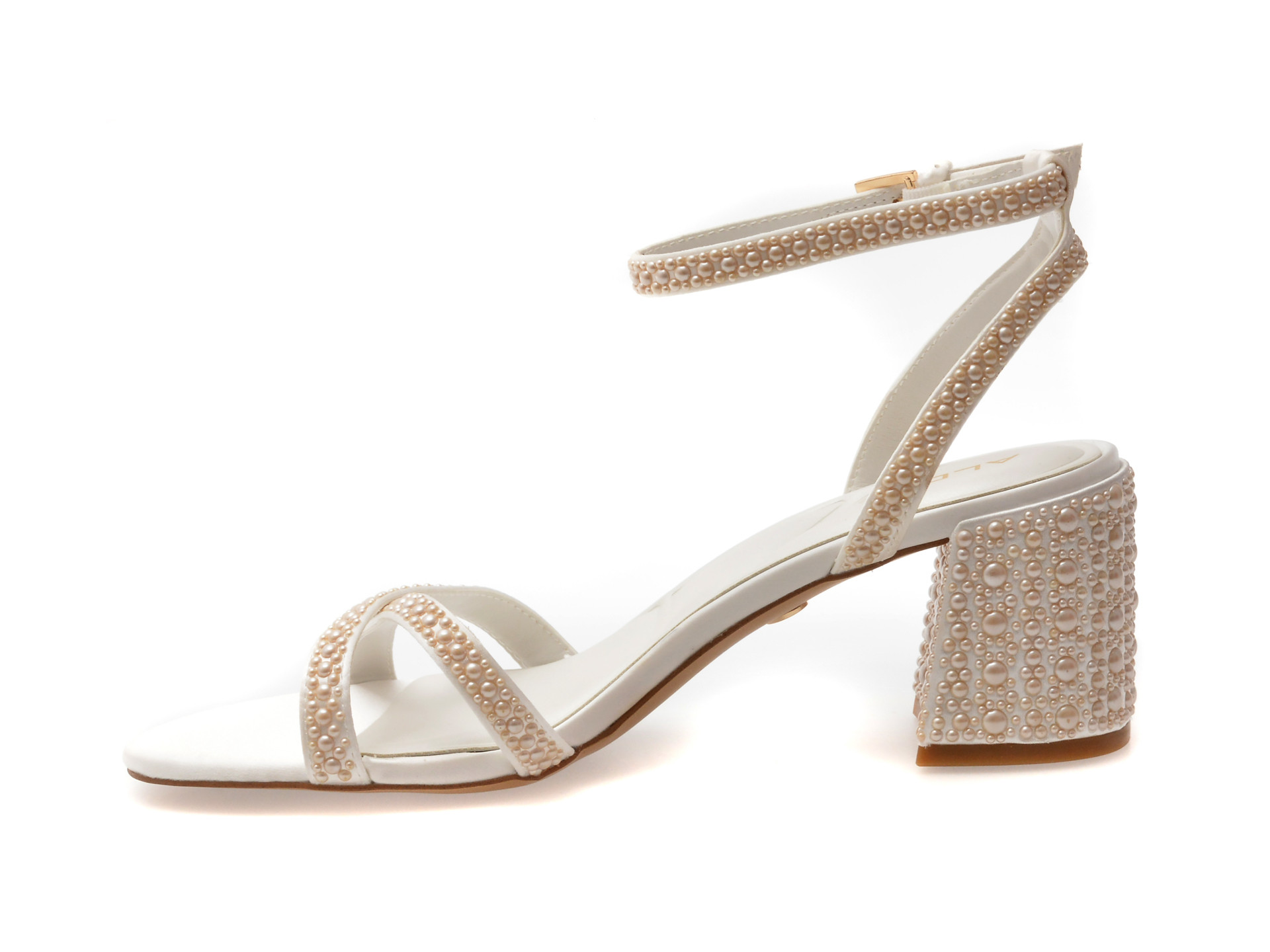 Sandale elegante ALDO albe, BOUCLETTIE 110, din material textil