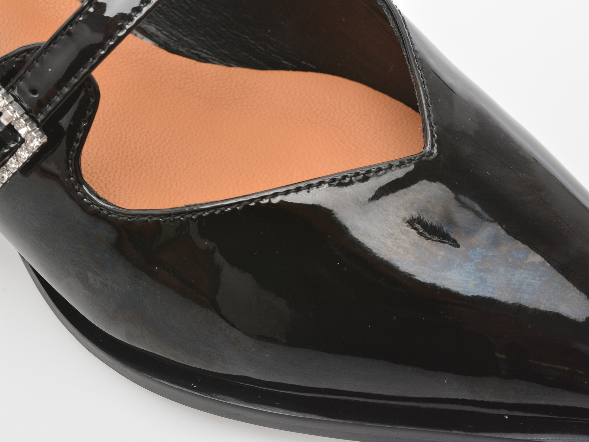 Papuci EPICA negri, 1C5355, din piele naturala lacuita