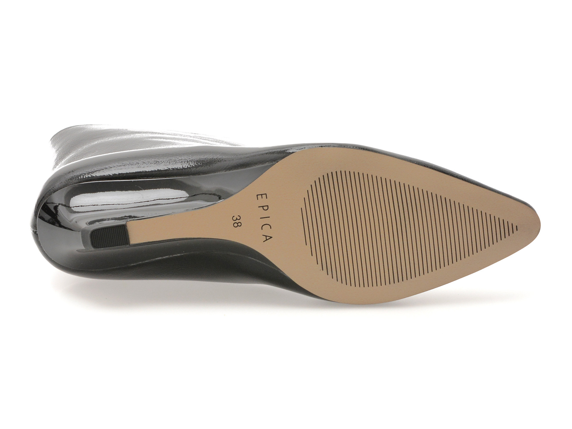 Botine elegante EPICA negre, B238, din piele naturala lacuita