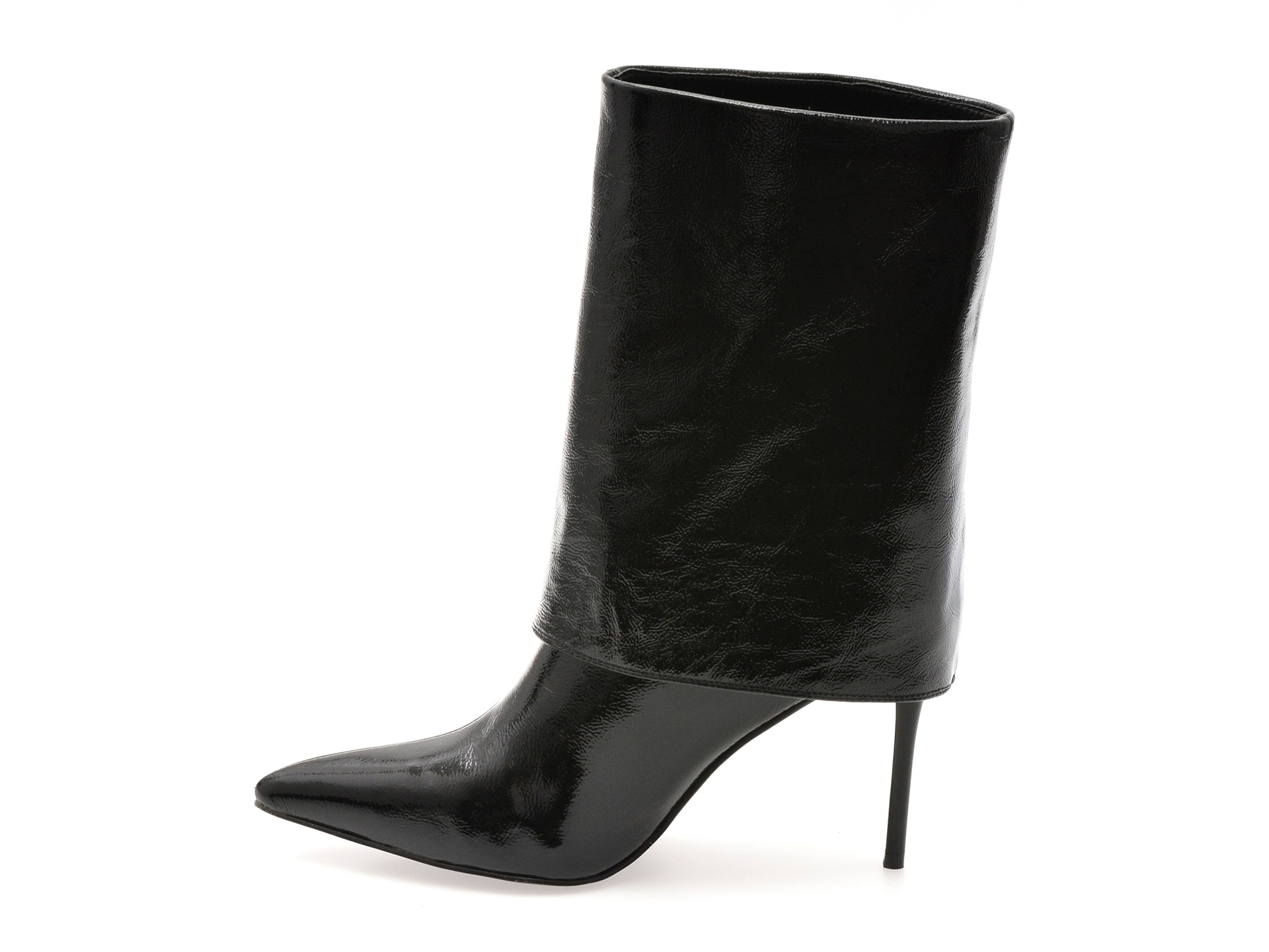 Botine elegante EPICA negre, HK44, din piele naturala lacuita
