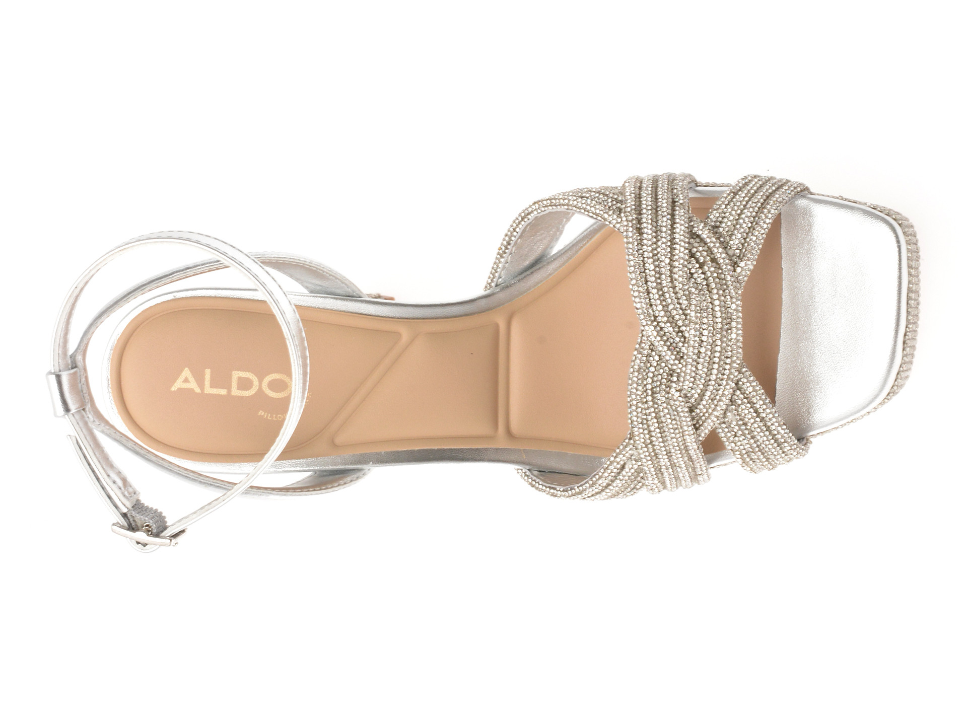 Sandale elegante ALDO argintii, SHIMMA 040, din piele ecologica