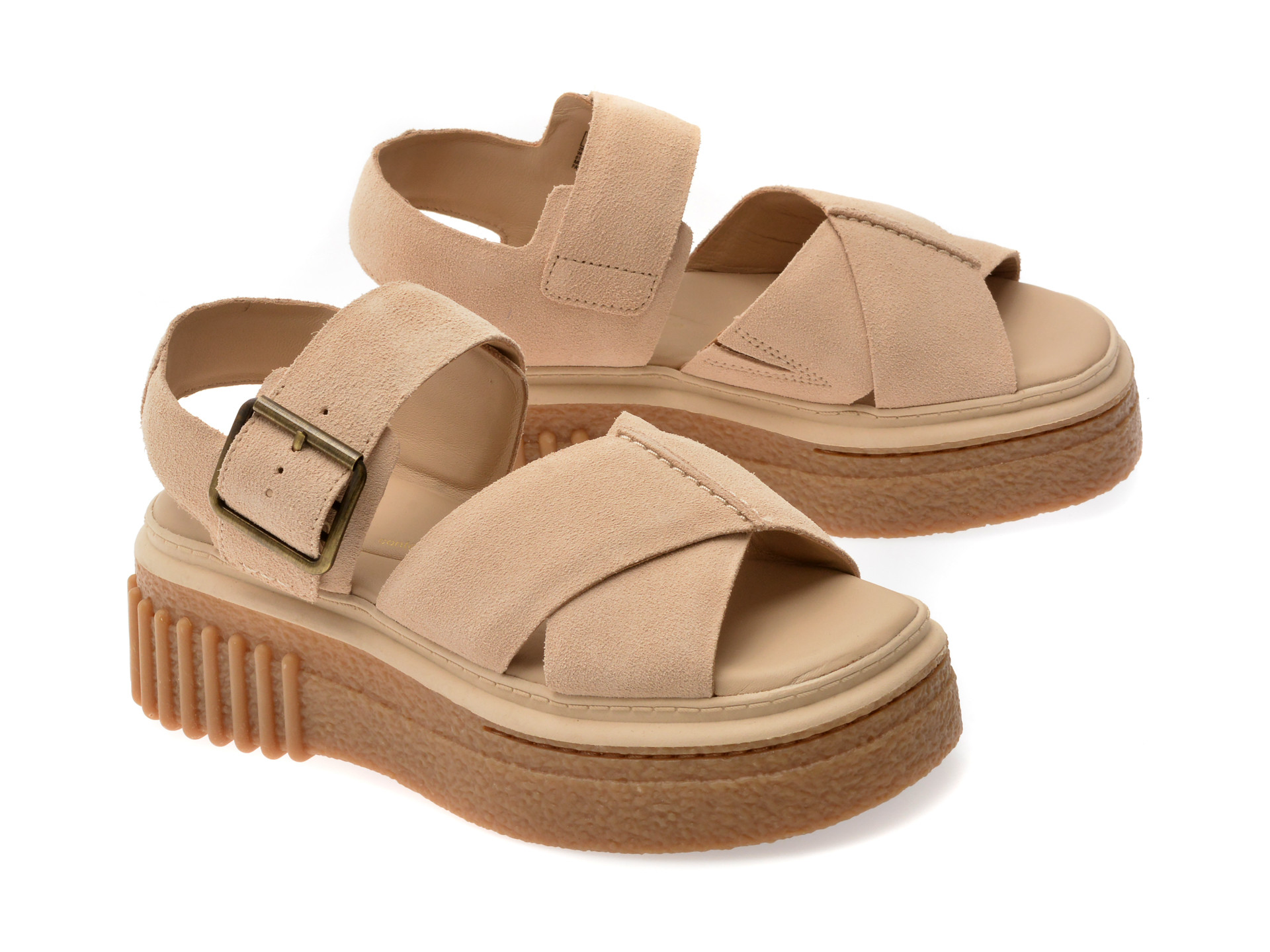 Sandale CLARKS bej, EVAMAR WISH, din piele intoarsa