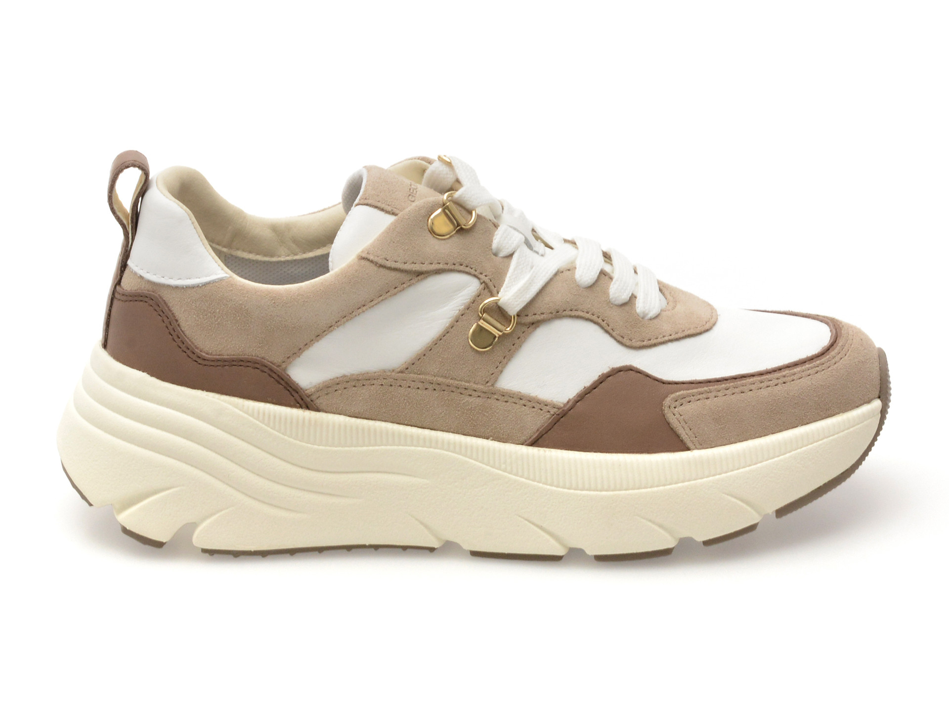 Pantofi sport GEOX albi, D36UFE, din piele naturala