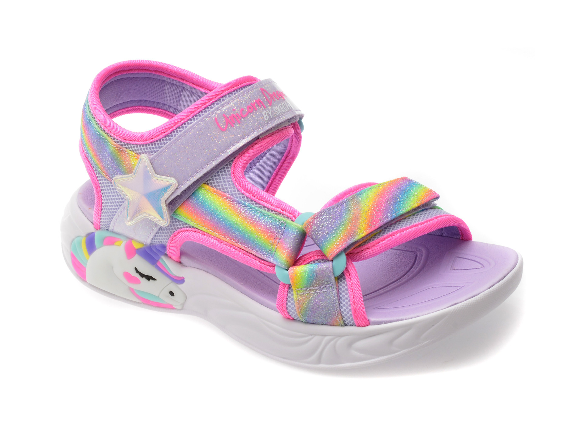 Sandale SKECHERS mov, UNICORN DREAMS, din material textil