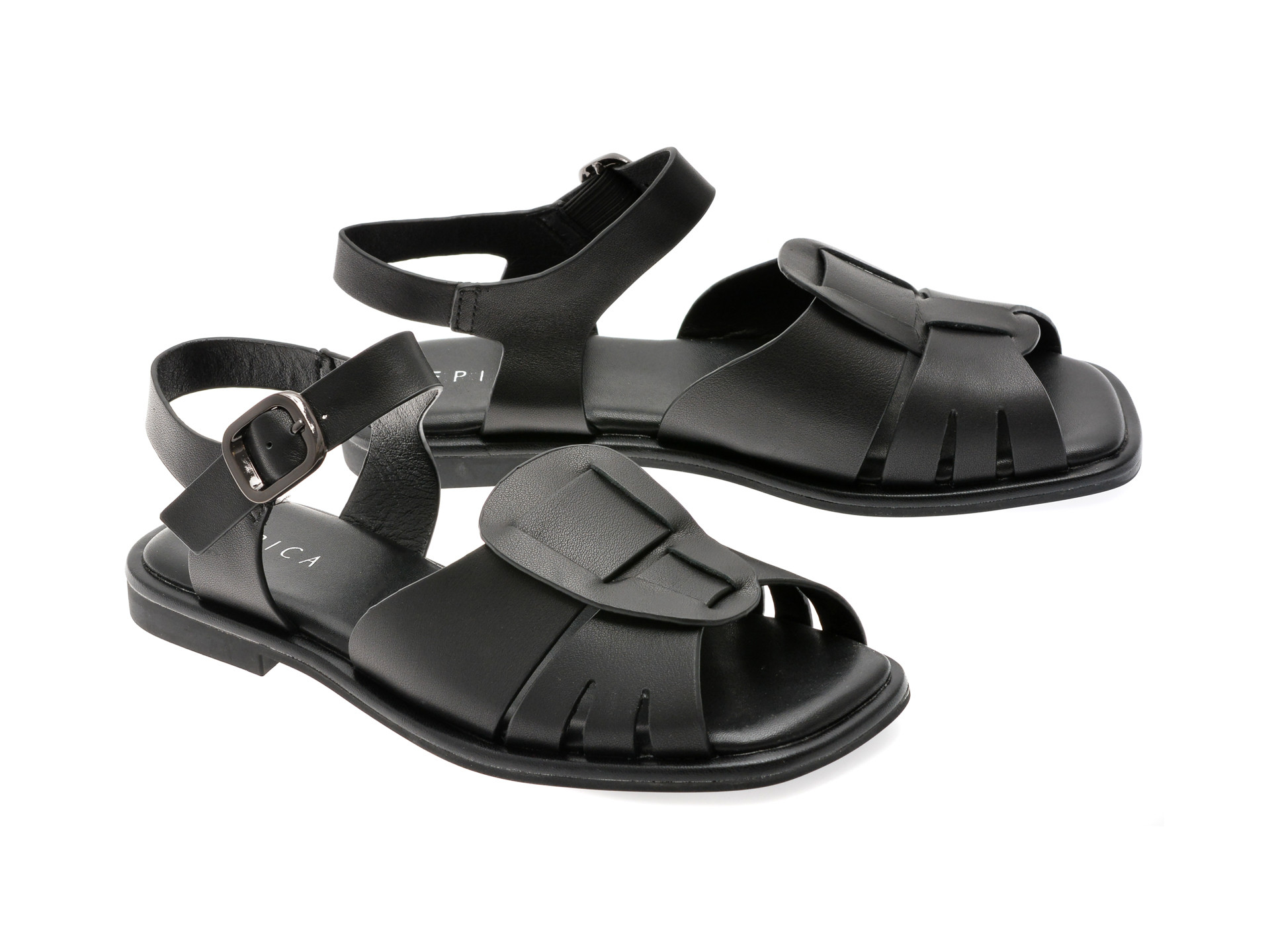Sandale EPICA negre, 1383C20, din piele naturala