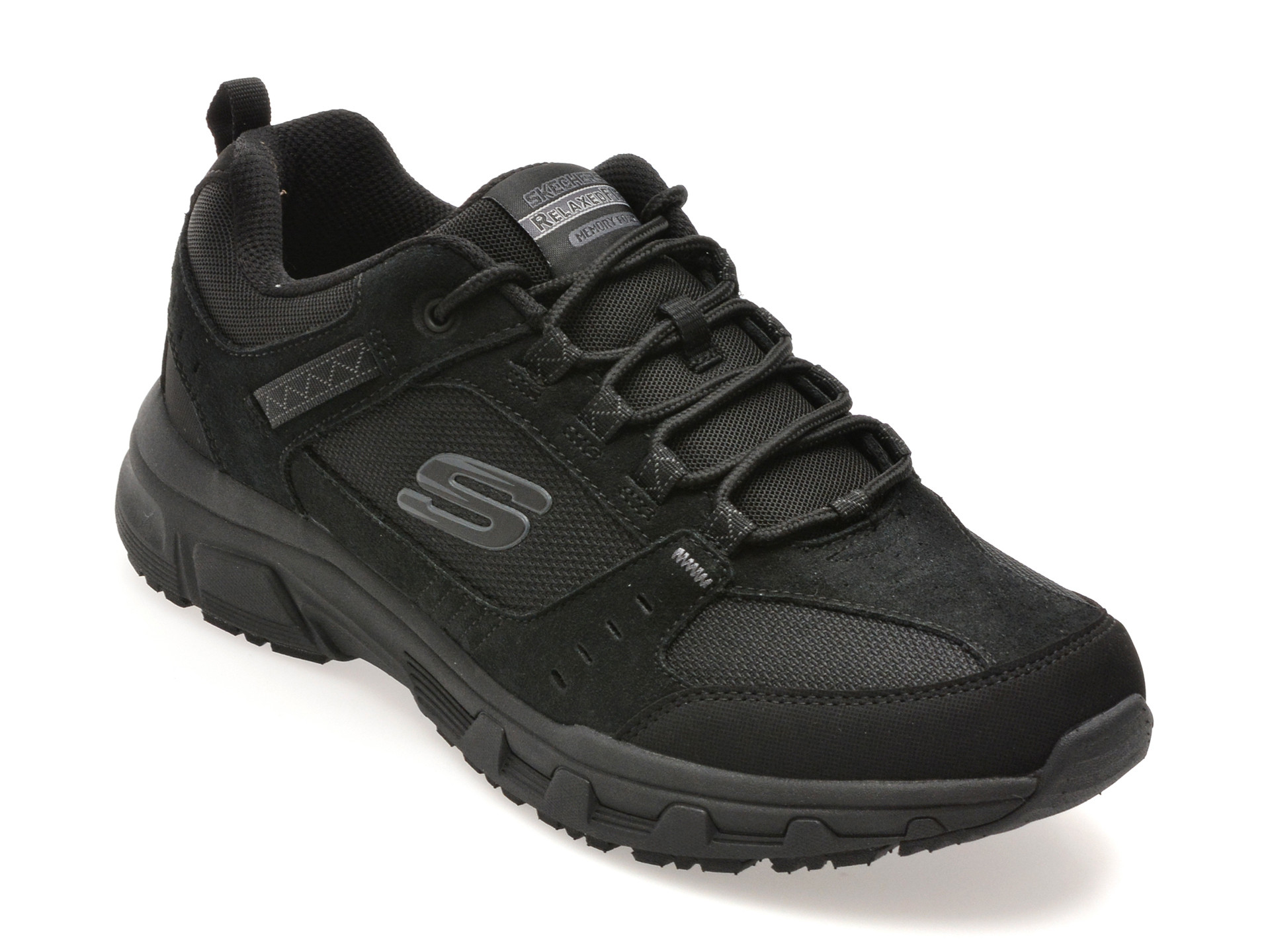 Pantofi sport SKECHERS negri, OAK CANYON, din material textil si piele naturala